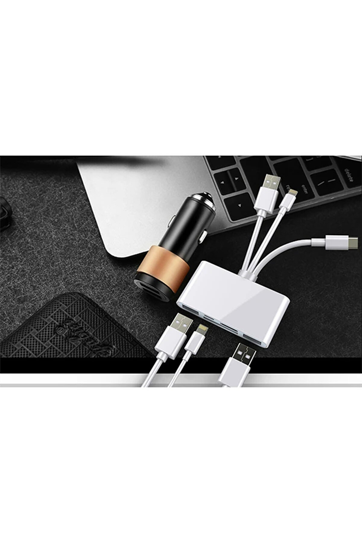 Ally 3 İn1 İphone+Usb C+ Usb A Kamera Okuyucu Kart Okuyucu-(1903) - Ckpg8160-3464