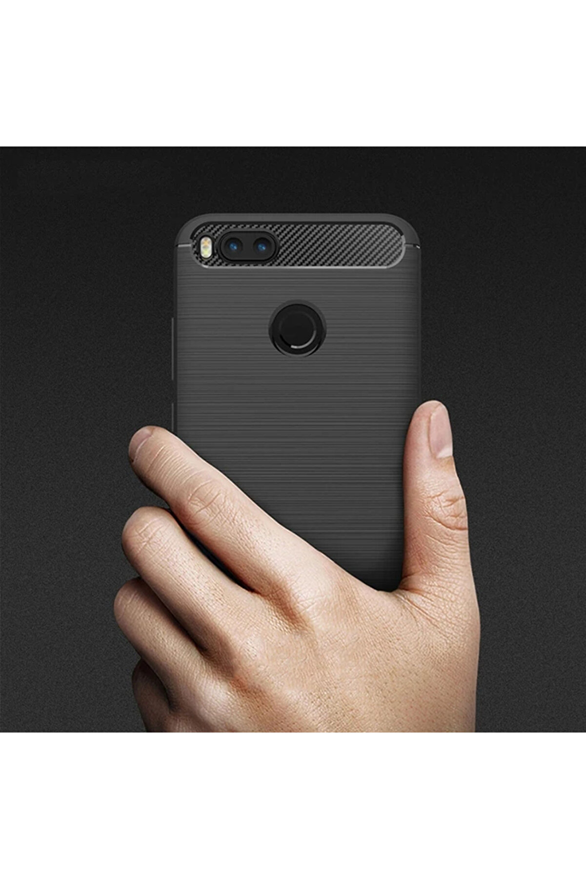 Xi̇aomi̇ Mi̇ 5X Dark Ultra Koruma Karbon Fi̇ber Doku Si̇li̇kon Kılıf-(5775) - Gms6564-1078