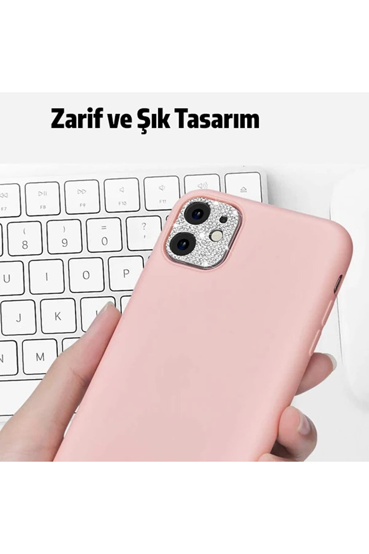 Ally İphone 11 Kamera Koruyucu Lens Di̇amond Taş İşlemeli̇-(5775) - Gms9058-8943