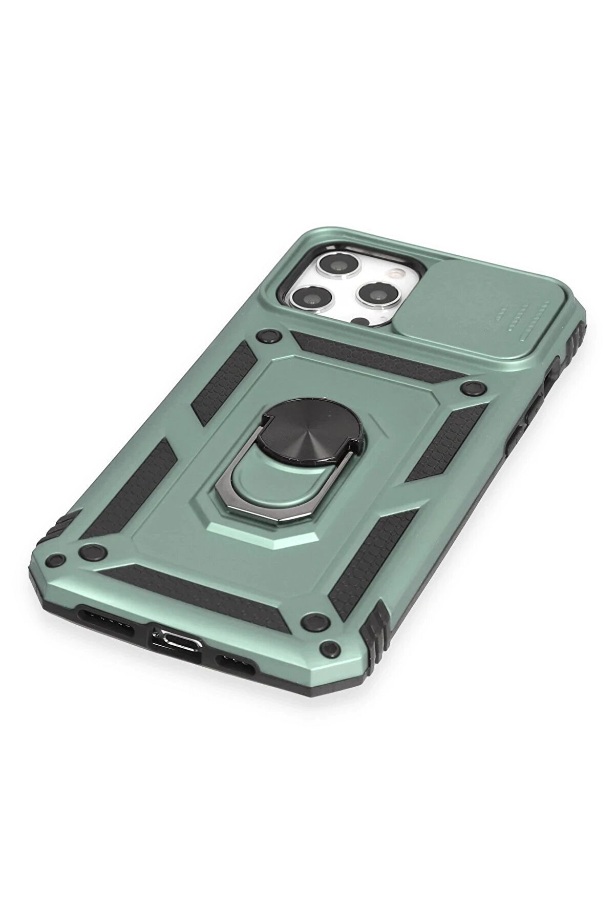 İphone 12 Pro Max Kılıf Pars Lens Yüzüklü Si̇li̇kon - Yeşi̇l - Dropx3359-4137