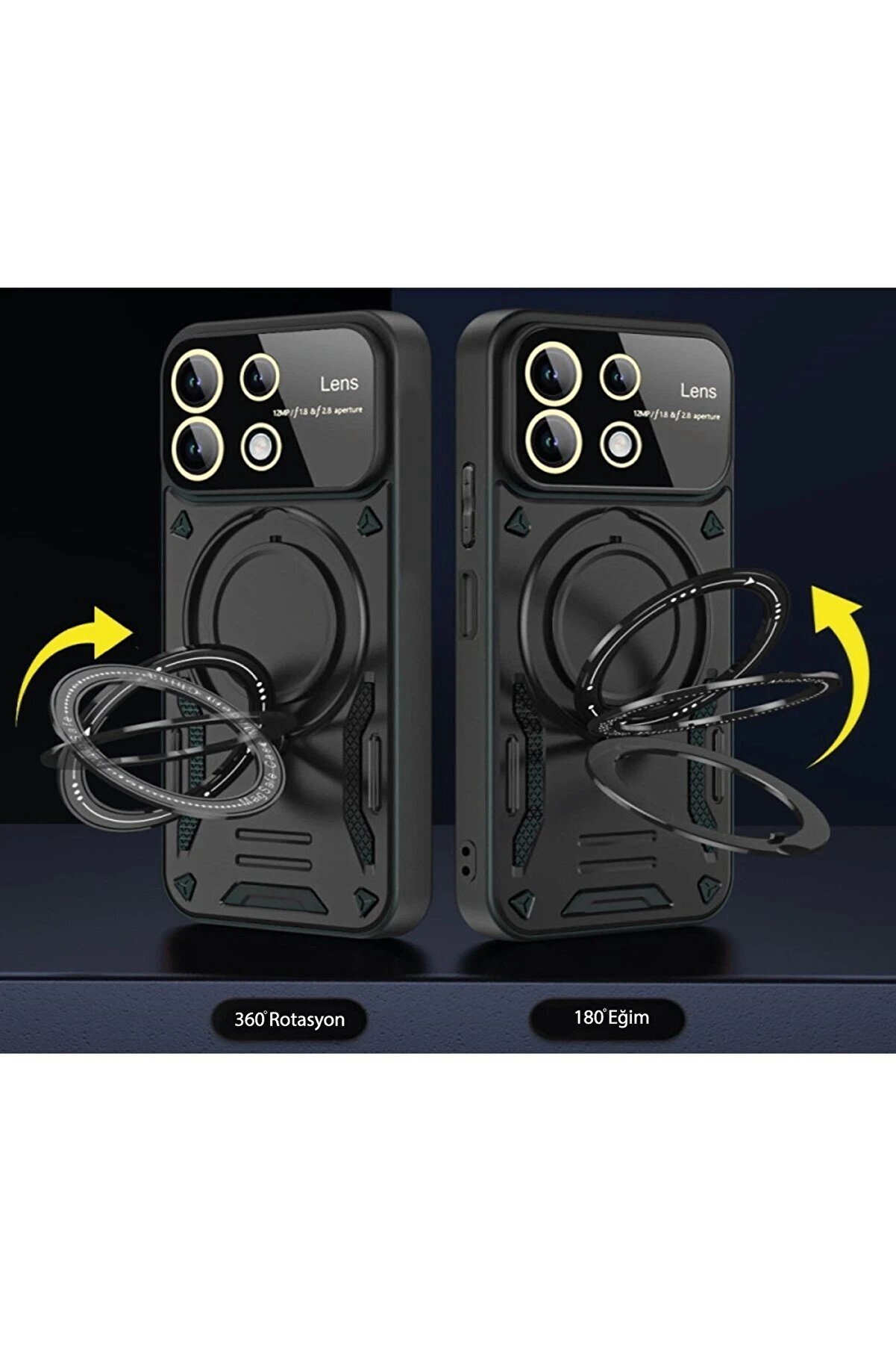 Samsung Galaxy A05 Kılıf Joy Lens Standlı Kapak - Si̇yah - Dropx2858-3880