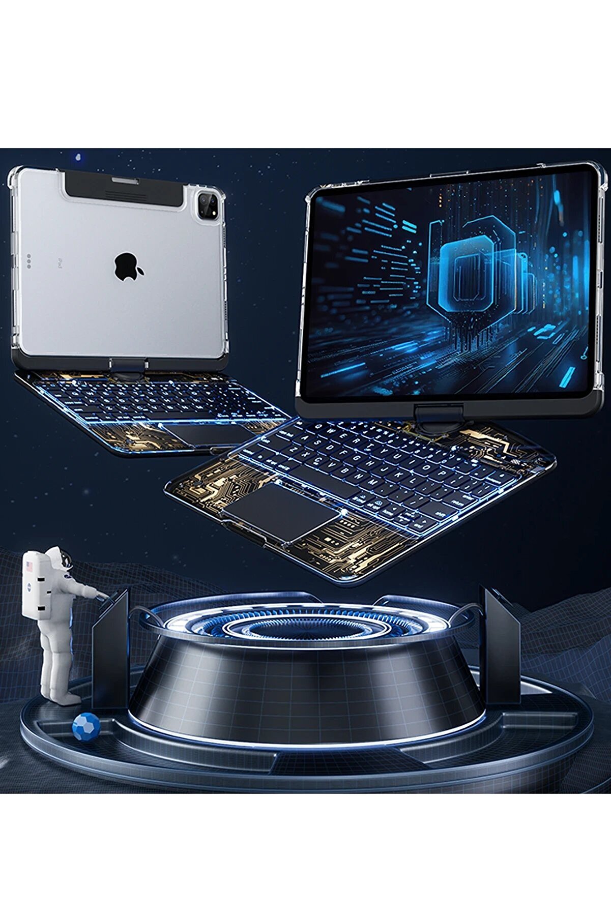 Jp11 İpad Pro 11 (2022) Kılıf Vales Dönen Ledli̇ Klavyeli̇ Tablet Kılıfı - S - Dropx1820-1992
