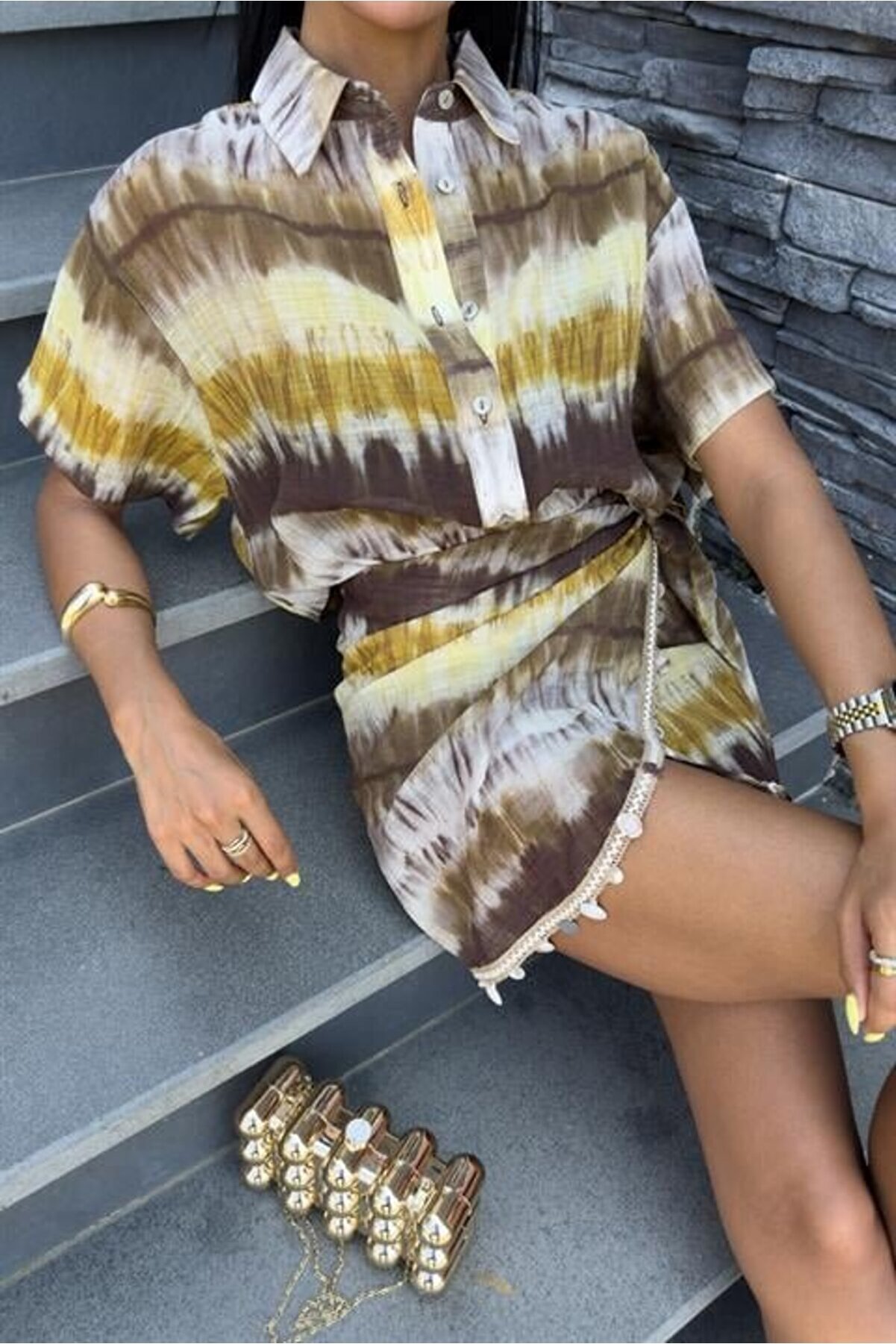 Gömlek Ve Eteği̇ Aksesuarlı Takım 10211