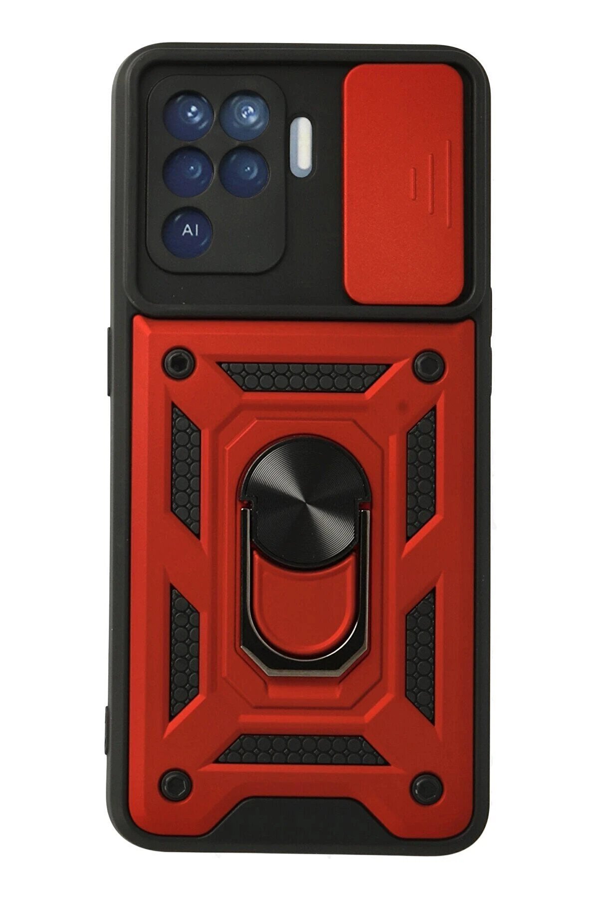 Toptan Bulurum Oppo Reno 5 Lite Kılıf Pars Lens Y&uuml;z&uuml;kl&uuml; Silikon - Kırmızı