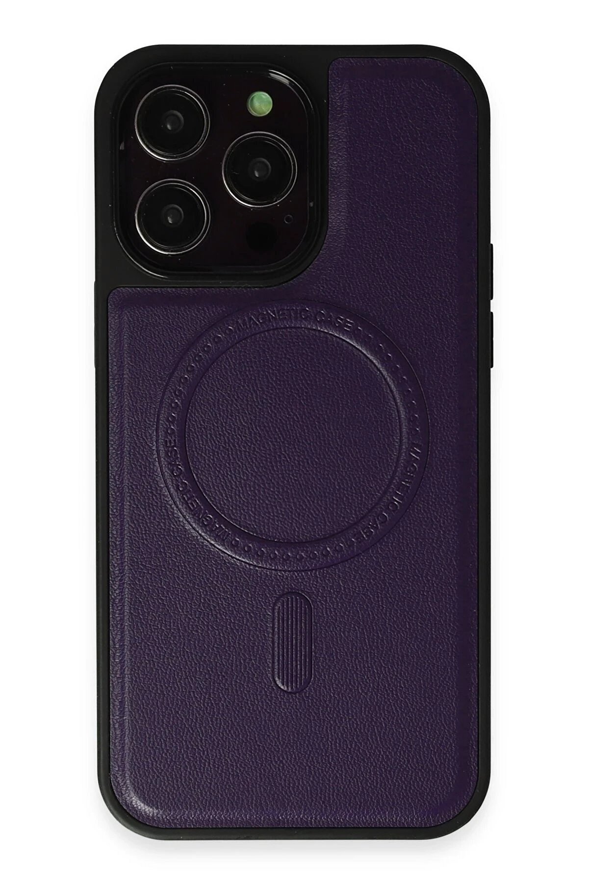 Toptan Bulurum iPhone 14 Pro Kılıf Ozzi Magsafe Deri Kapak - Derin Mor