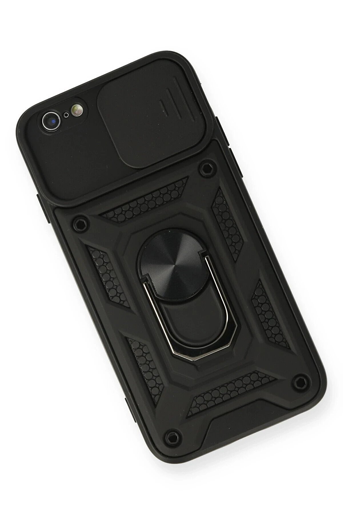 İphone 6 Kılıf Pars Lens Yüzüklü Si̇li̇kon - Si̇yah