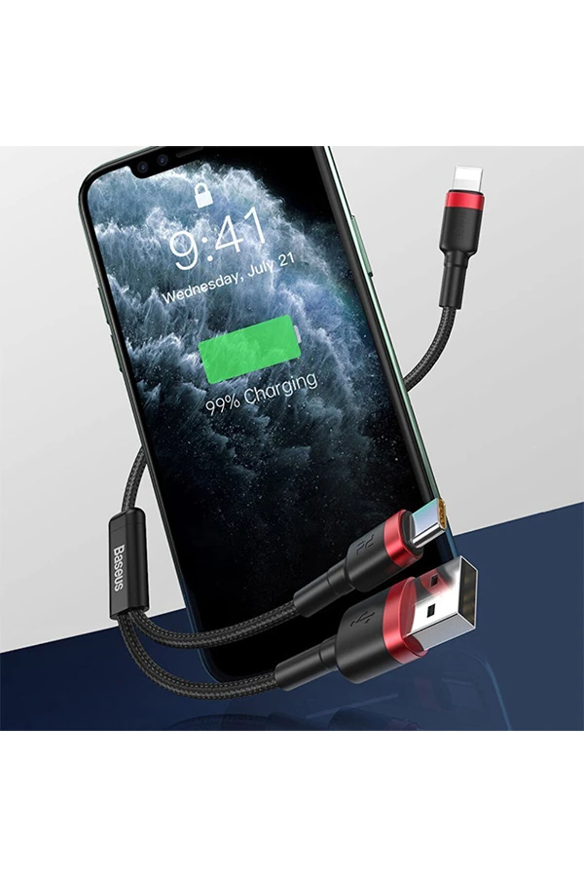 Cafule 2İn1 Type C Pdhızlı Şarj+İphone Hızlı Usb Şarj Kablosu-(1903) - Dropx4237-3543