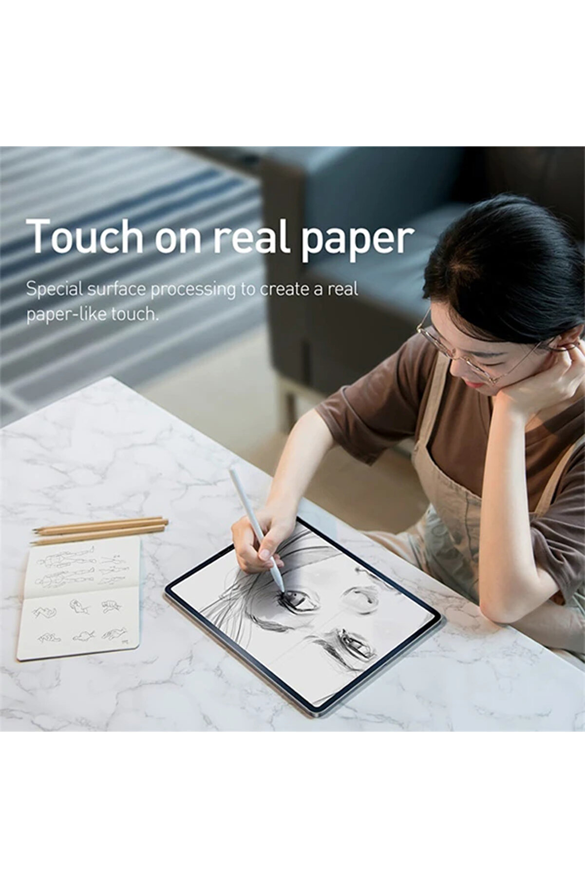 İpad Pro 12.9 İnch 2017 Paper Li̇ke Fi̇lm Darbe Emi̇ci̇ Pet Ekran Koruyucu-(5775)