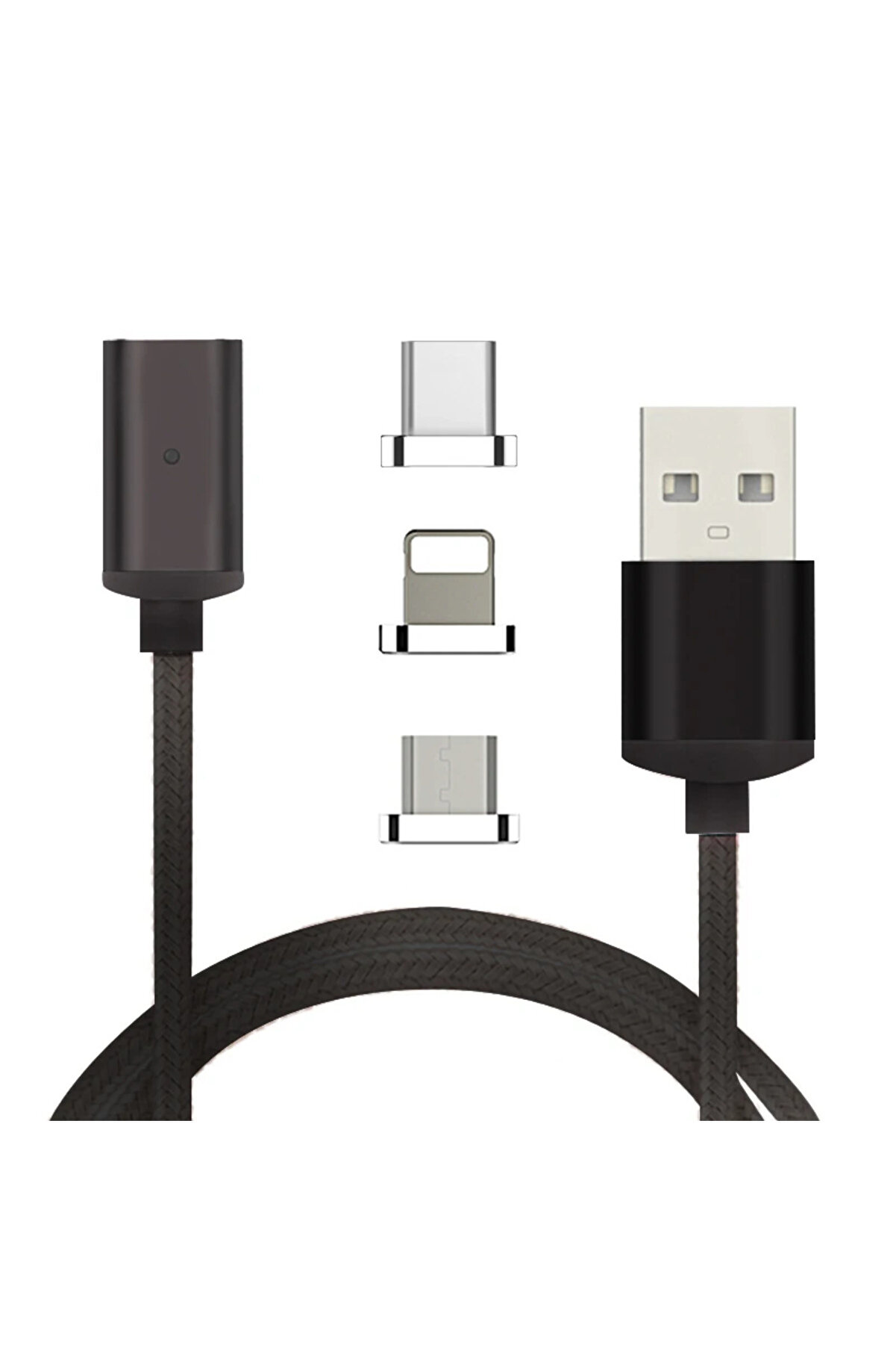 İphone Type-C Androi̇d 3 Başlık Manyeti̇k Şarj Usb Kablosu-(5775) - Gms4085-6316