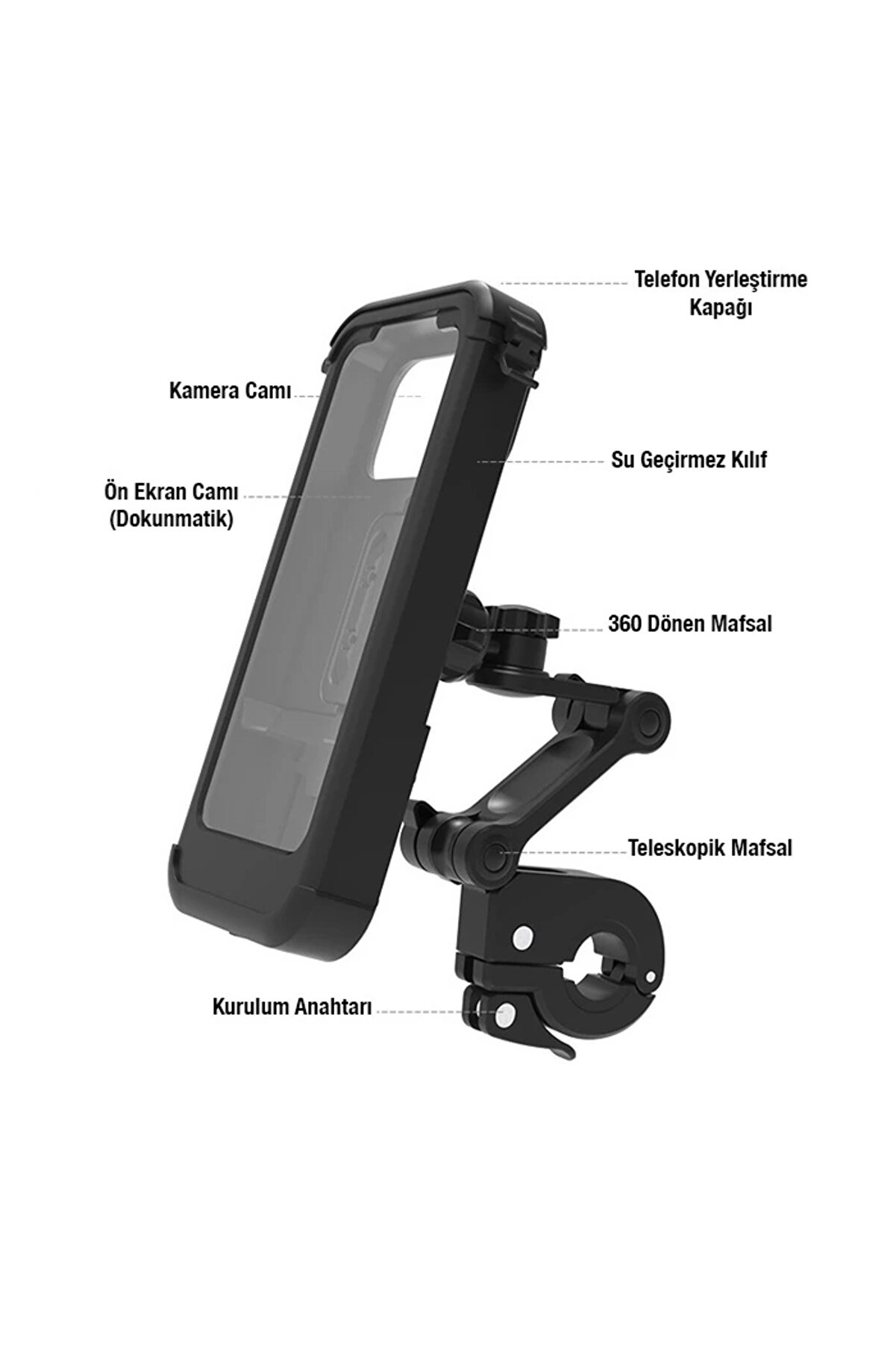 Ally Motosi̇klet Bi̇si̇klet İçi̇n Su Geçi̇rmez Gi̇don Bağlantılı Telefon Tutucu-(577 - Gms4512-1501