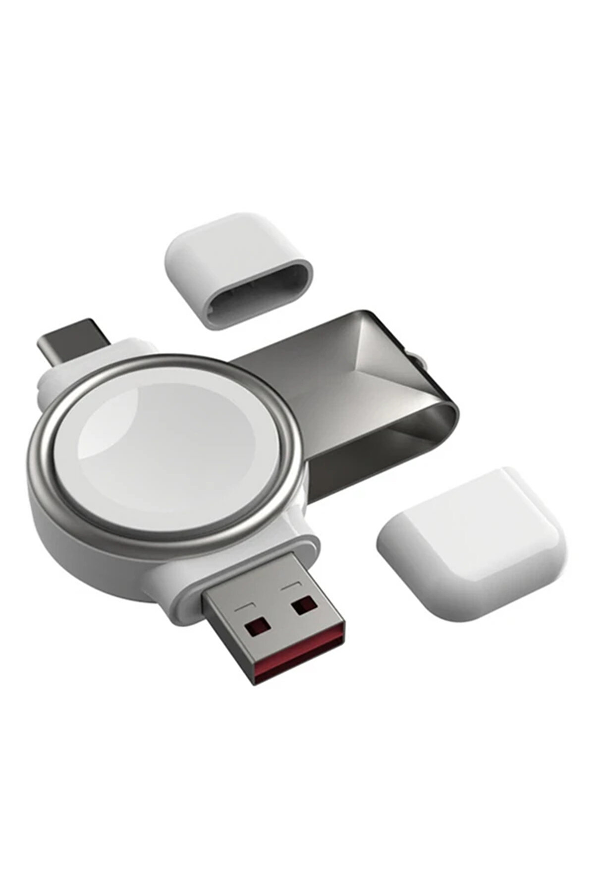 gizmurstore ALLY Apple iWatch İçin Taşınabilir 2 in 1 USB + Type-C Şarj Standı-(5775) - GMS9255-8045