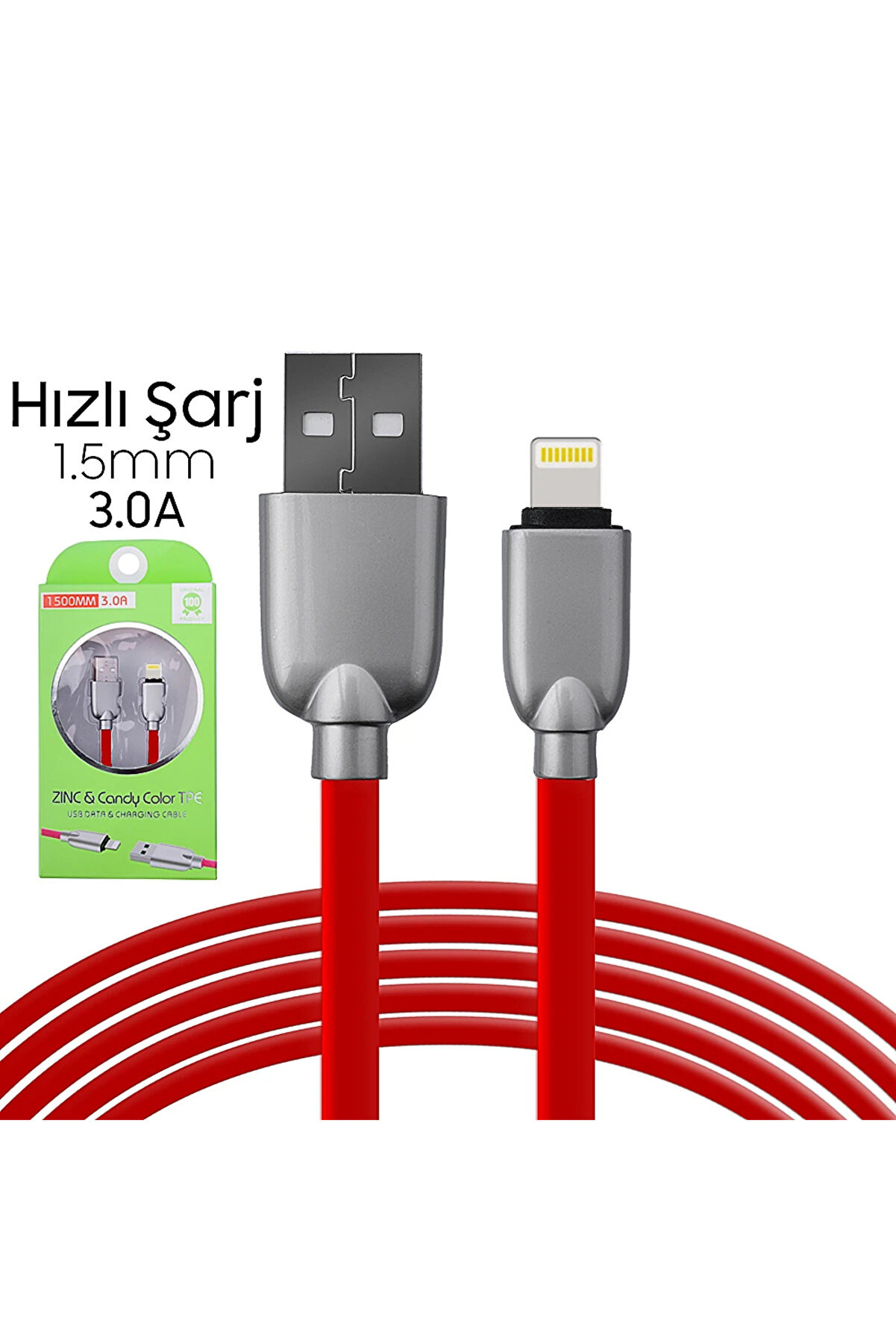 Ally İphone5S6S788 Plus Zi̇nc Alloy Dayanıklı 3.0A 1.5Mm Usb Kablo-(5775) - Gms5544-1801