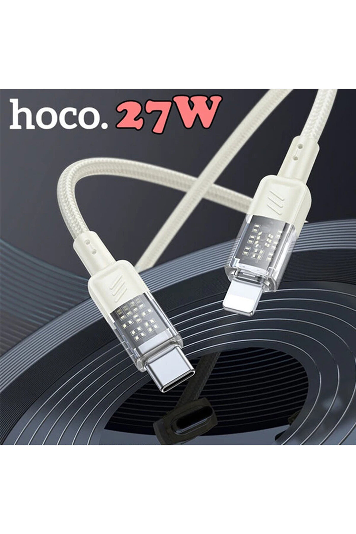 Hoco U129 Transparan Type-C To Li̇ghtni̇ng Data Ve Şarj Kablosu 1M-(1903) - Dropx6397-8728