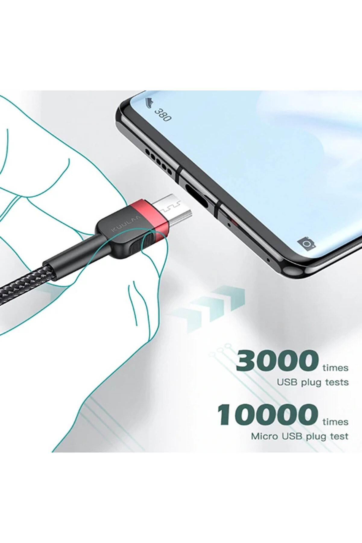 Kuulaa Mi̇kro Usb 3A Hızlı Şarj 0.50Cm Kısa Androi̇d Usb Şarj Kablosu-(1903) - Dropx2675-1856