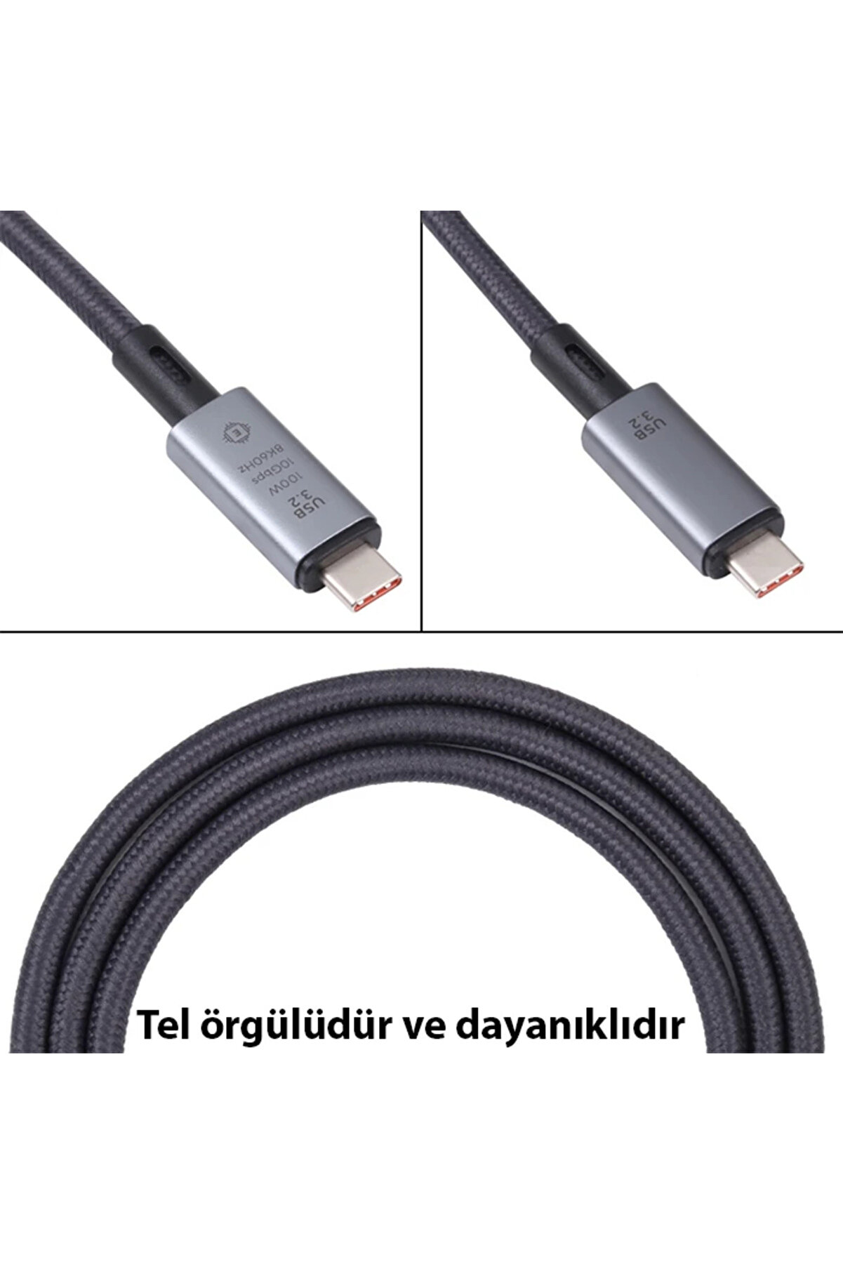Ally Usb 3.2 100W Type-C To Type-C 8K Görüntü-Data Ve Ultra Hızlı Şarj Kablosu - Ttkteknoloji̇
