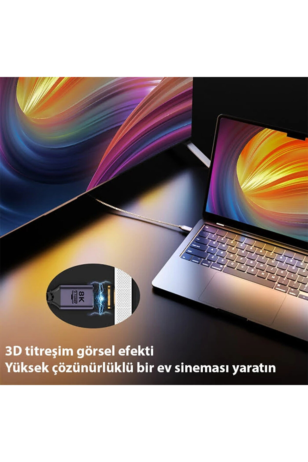 Ally Hdmı To Hdmı 8K Hd 2.1Uhd Mıknatıs Başlıklı Kablo 2 Metre-(5775) - Ht1105-2980