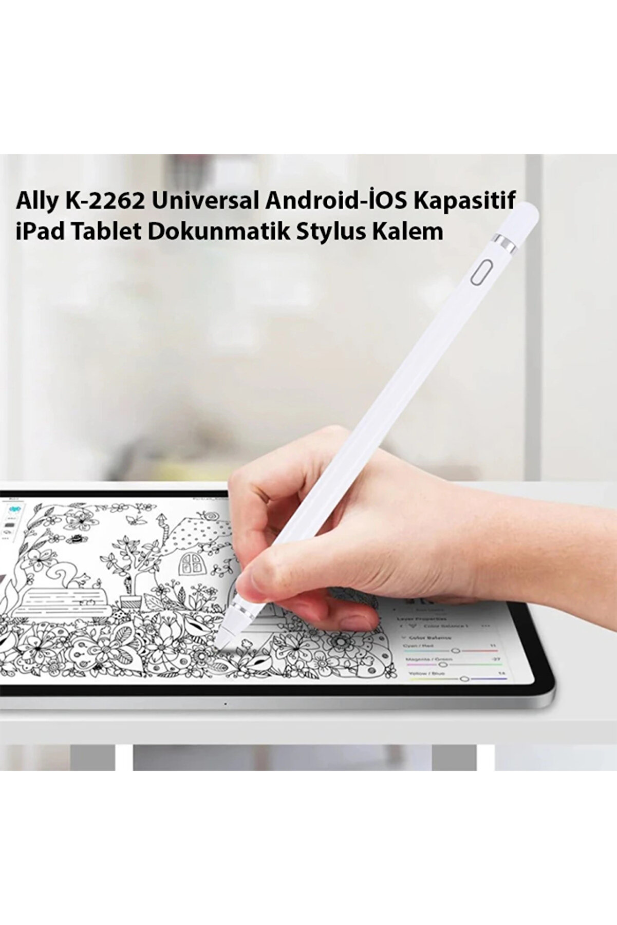Ally K-2262 Uni̇versal Androi̇d-İos Kapasi̇ti̇f İpad Tablet Dokunmati̇k Stylus Kalem-(57 - Gms6588-6726