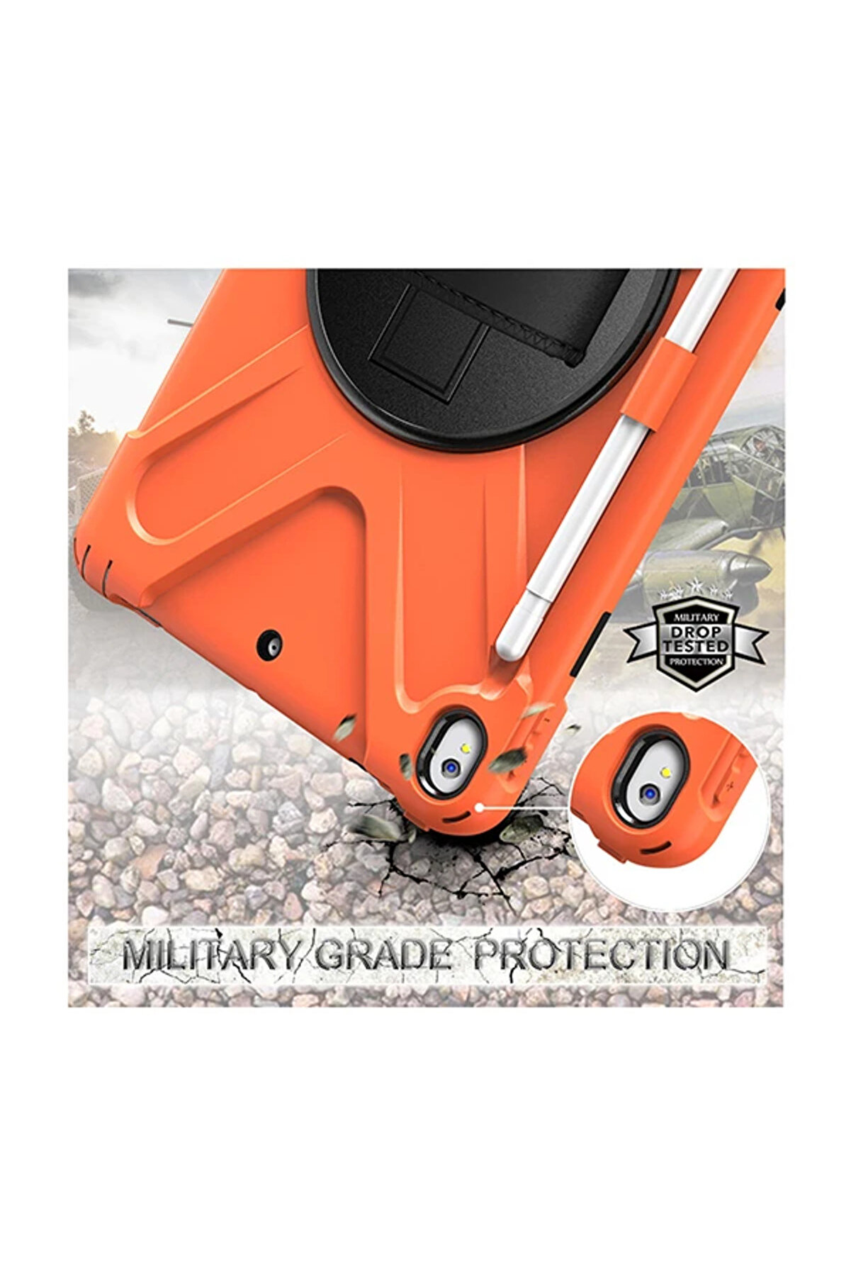 İpad Pro 10.5 Ai̇r10.5 2019 Kalem Yerli̇ Standlı Zırh Kılıf Shockproof Case-( - Dropx6142-6374