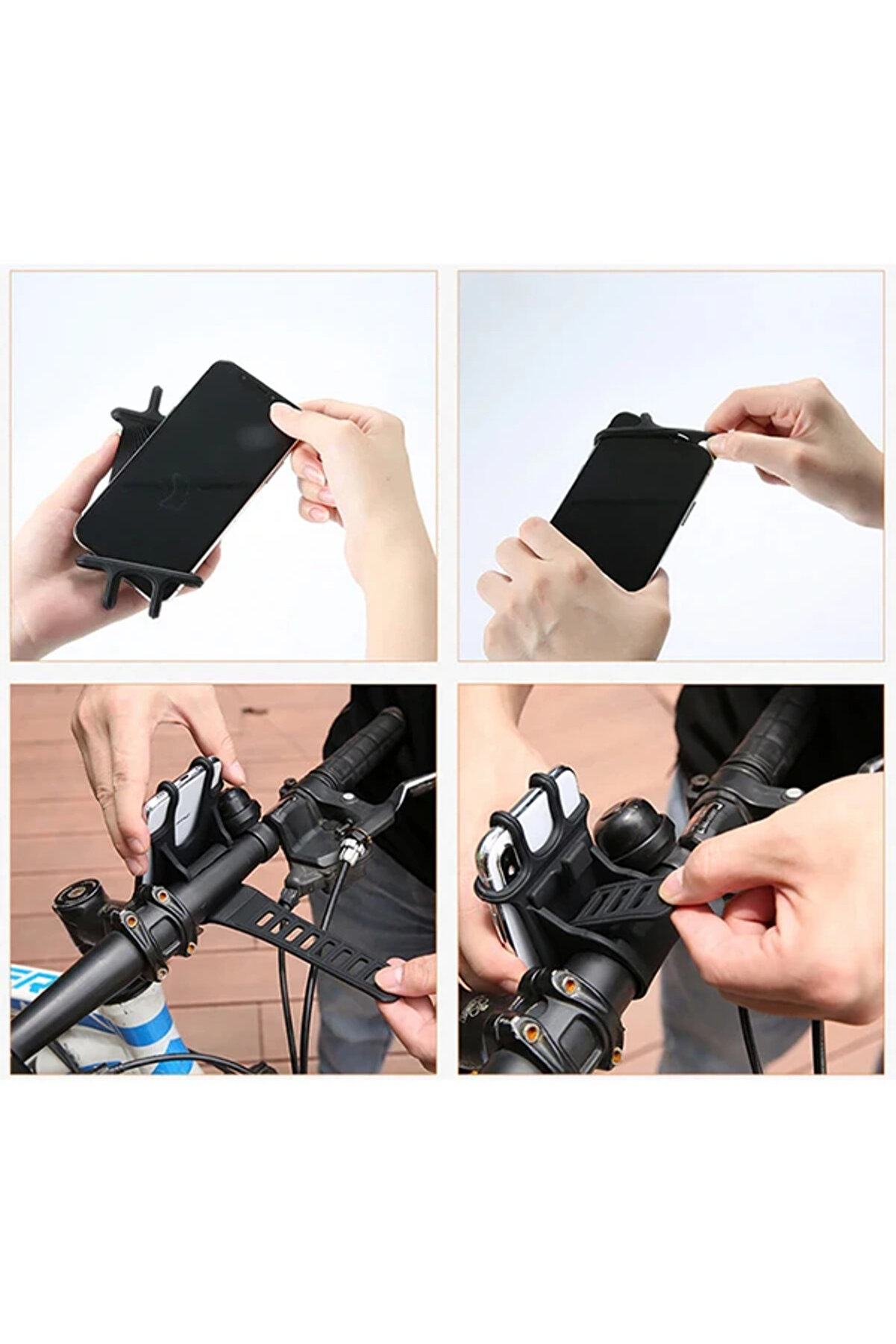 Floveme Uni̇versal Si̇li̇kon Bi̇si̇klet Motosi̇klet Telefon Tutucu-(5775) - Gms9537-7294