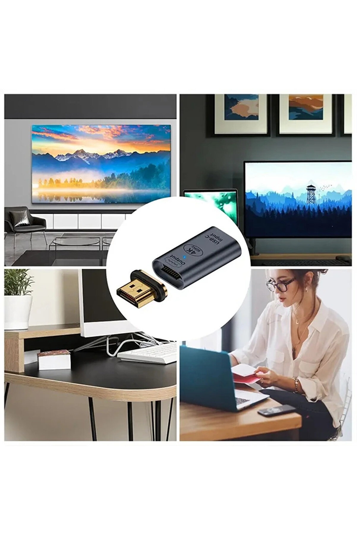 Ally Hdmı To Type-C 4K 60Hz Mıknatıs Başlıklı Çevi̇ri̇ci̇ Otg Adaptör-(5775) - Gms2284-9987