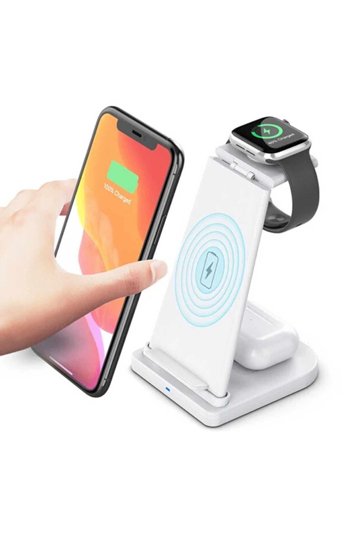gizmurstore ALLY 15W 3in1 Şarj Standı Wireless Kablosuz Şarj iPhone+iWatch+ YM-UD21-(5775) - GMS8446-9780