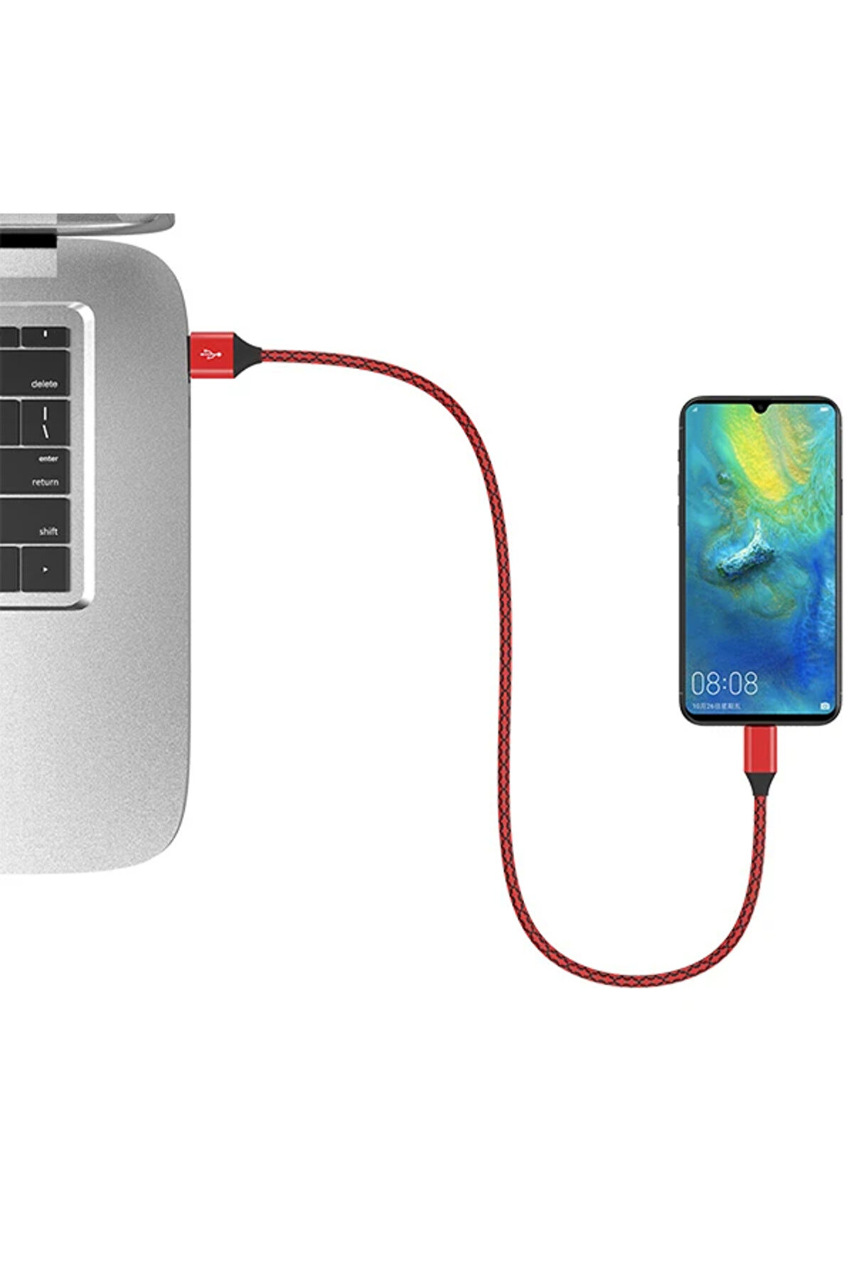 Ally Usb Type C 3.0A Hızlı Kopmaz Halat Usb Şarj Kablosu 1Mm-(1903) - Dropx4037-5325