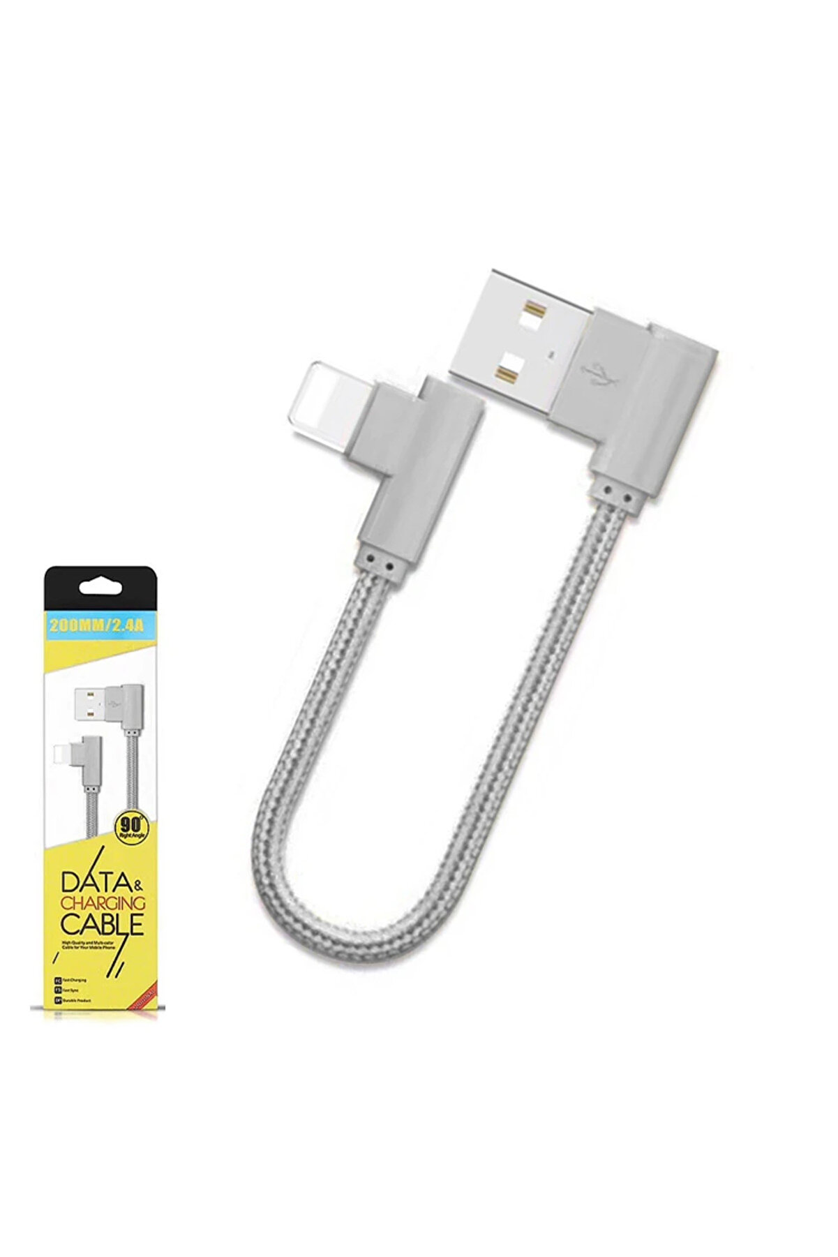 Ally İphone Li̇ghtni̇ng Eği̇k Başlı Halat Usb Kablo 20Cm-(5775) - Gms6955-3249