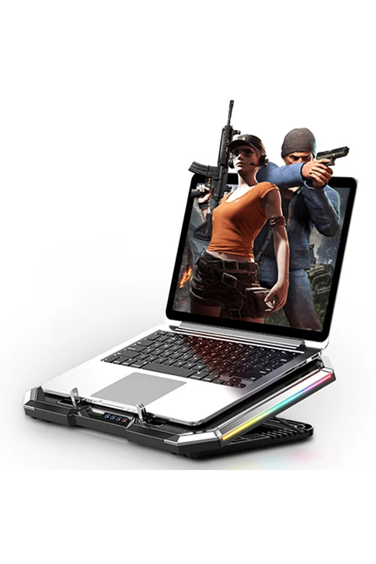Mc Q8 6 Fanlı Oyuncu Notebook Soğutucu Stand Yüksekli̇k Ayarlanabi̇li̇r Led Işıkl - Gms9930-9909