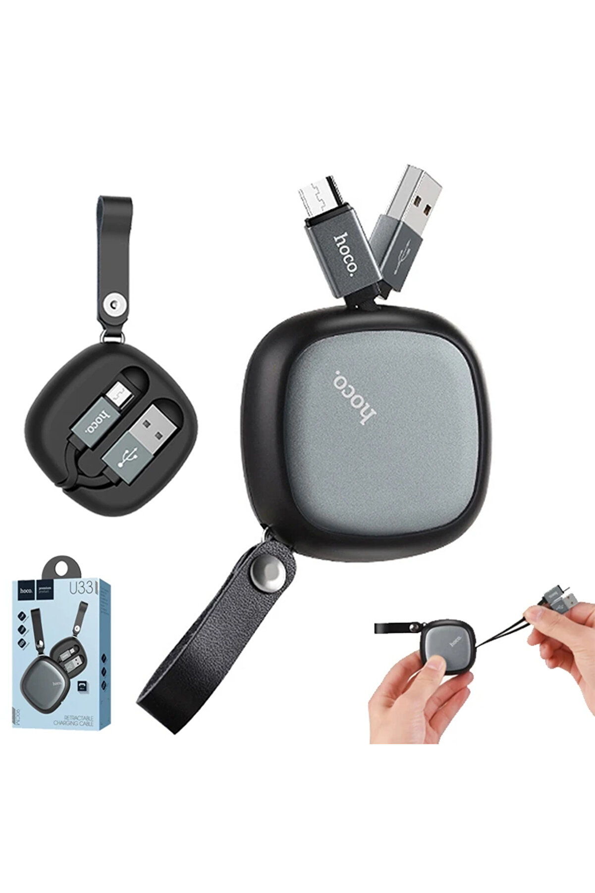 gizmurstore Hoco U33 Taşıma Çantalı Mikro Usb Kablo-(5775) - GMS8235-1494