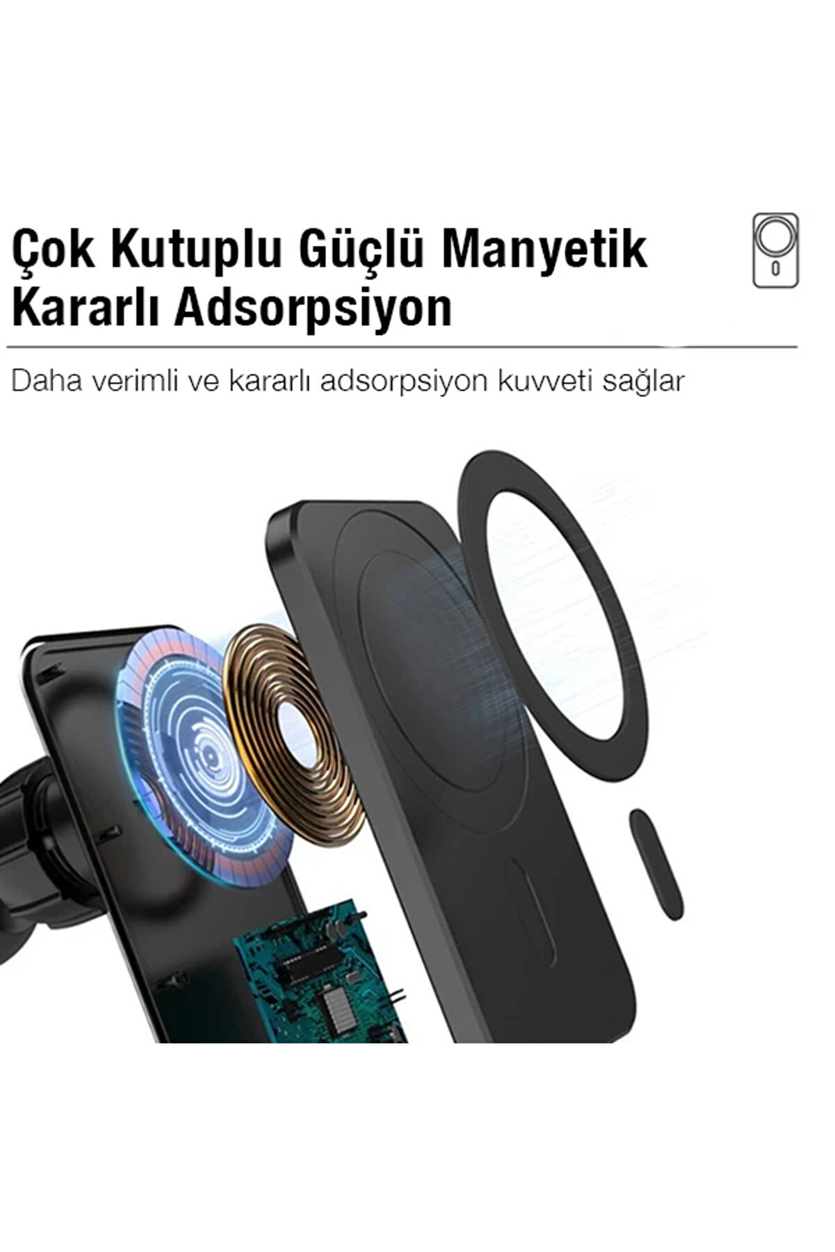 Ally N16 15W Magsafe Uyumlu Araç İçi̇ Telefon Tutucu-(1903) - Cpt209287-7239