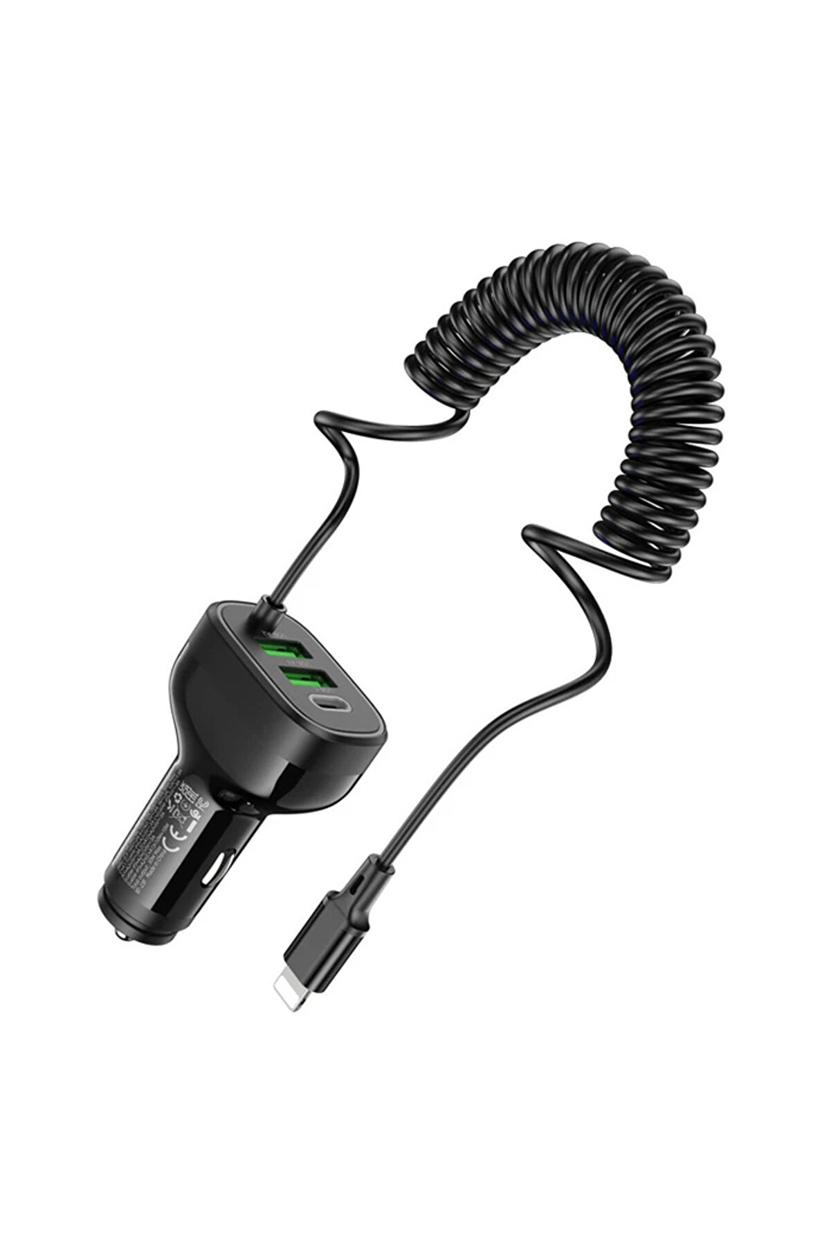 Hoco Nz11A 30W 2 Usb+ Type-C Gi̇ri̇şli̇ İphone Kablolu Araç Çakmaklık Şarj Ale - Dropx7523-5801