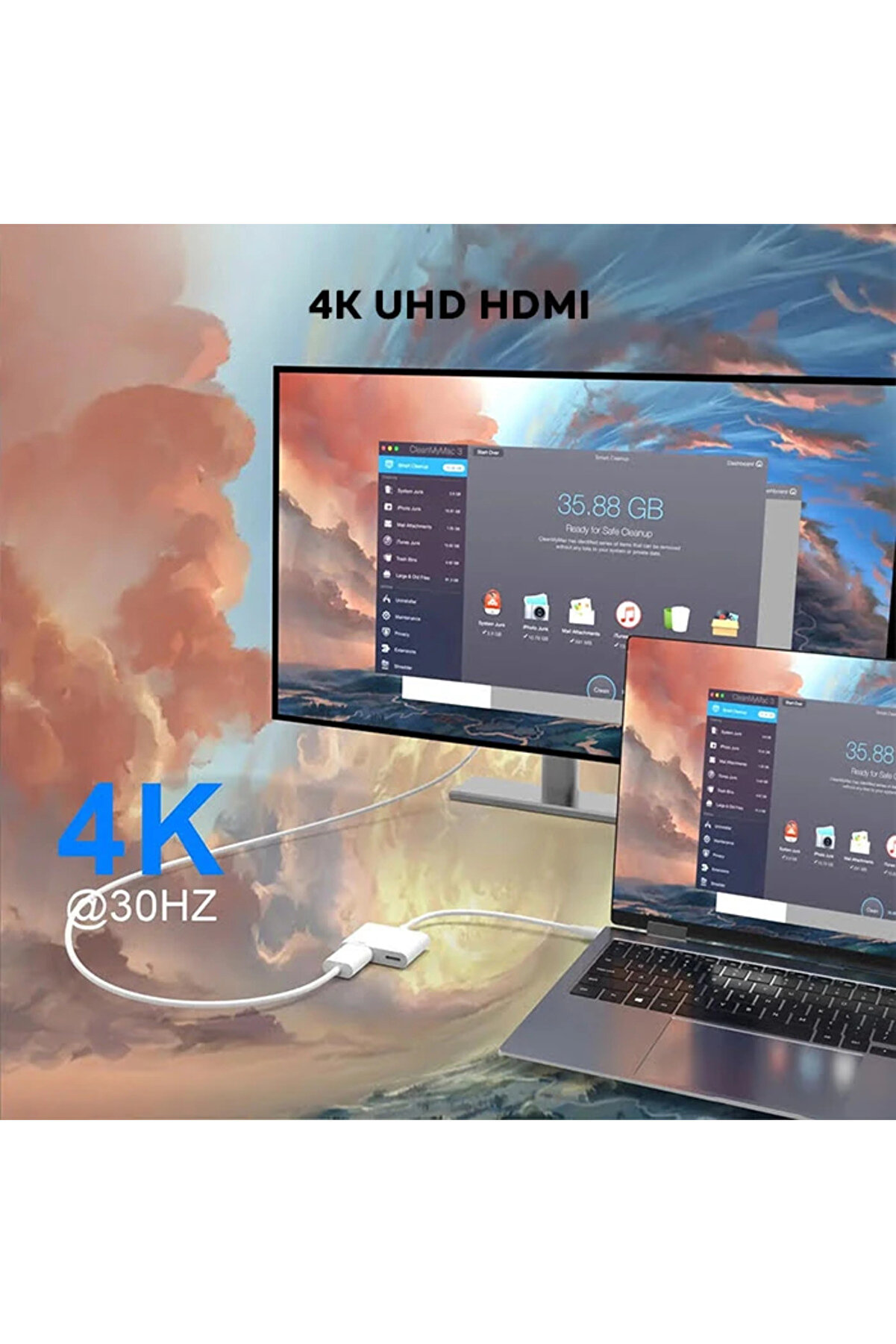 Ally İphone 15 Type-C To Type-C + Hdmı Çevi̇ri̇ci̇ Kablo Di̇ji̇tal Av Adaptörü-(1 - Dropx2339-7475