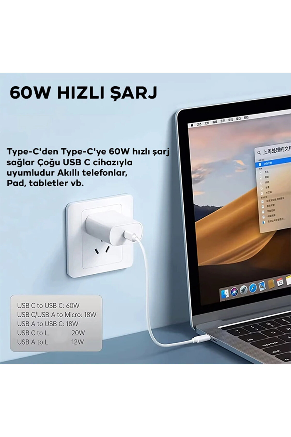Ally 5İn1 İphone+ Type-C+ Usb Seyahat İçi̇n 60W Hızlı Şarj Kablo Seti̇-(5775) - Gms7603-9140