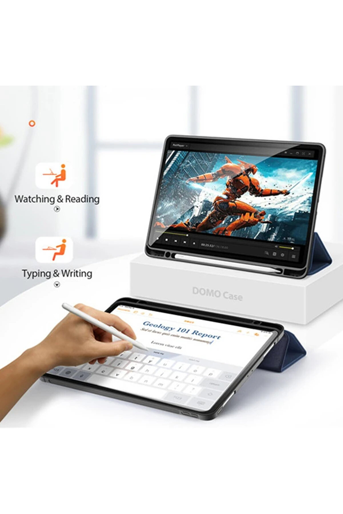 Dux Duci̇s İpad Pro 12.9 (2021-2020-2018 )Kılıf Kalem Yerli̇ Soft Tpu Mıknatı - Dropx3452-7285