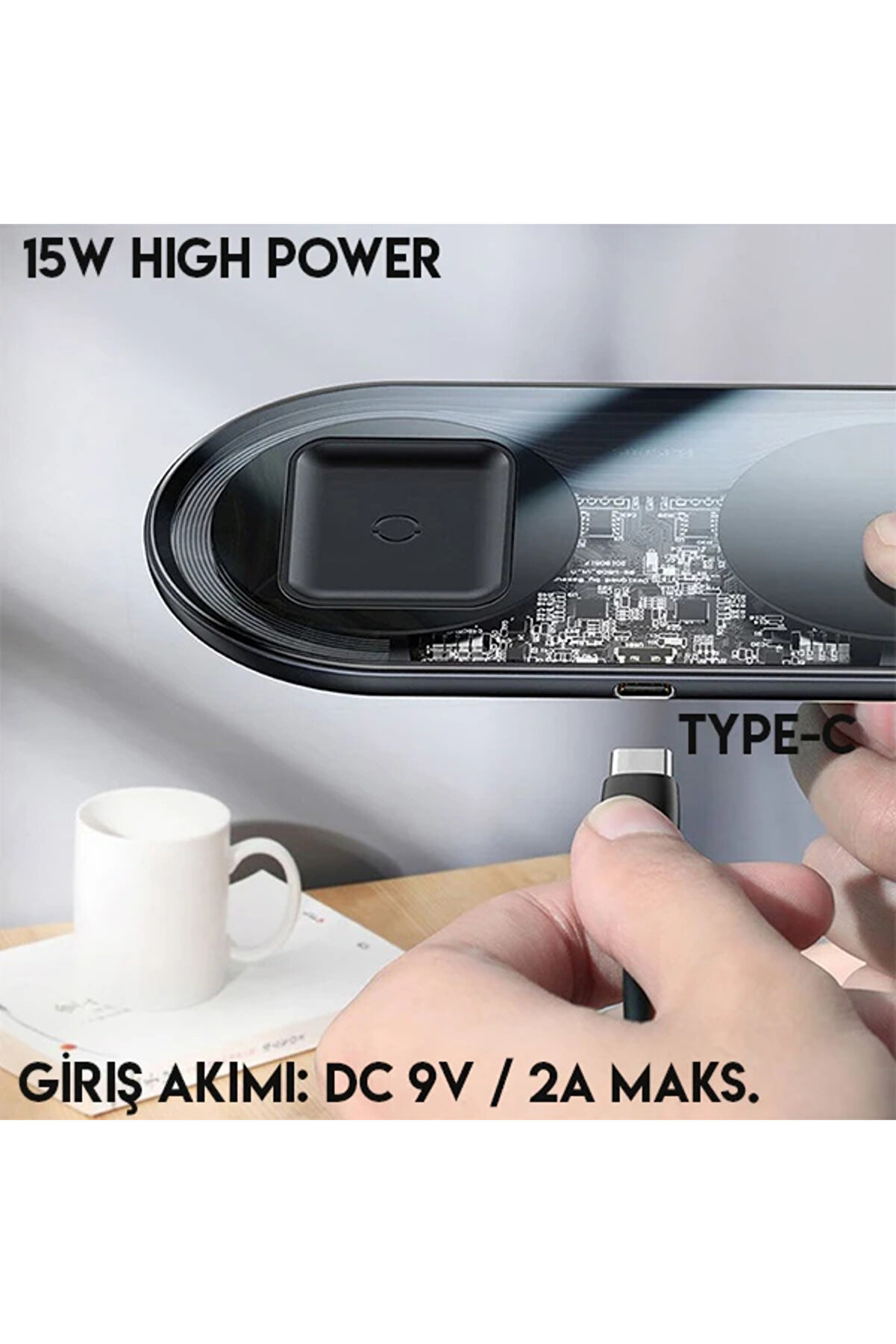 Si̇mple 2İn1 Kablosuz Wi̇reless Şarj 18W İphones+İpods-(1903) - Dropx3264-7147