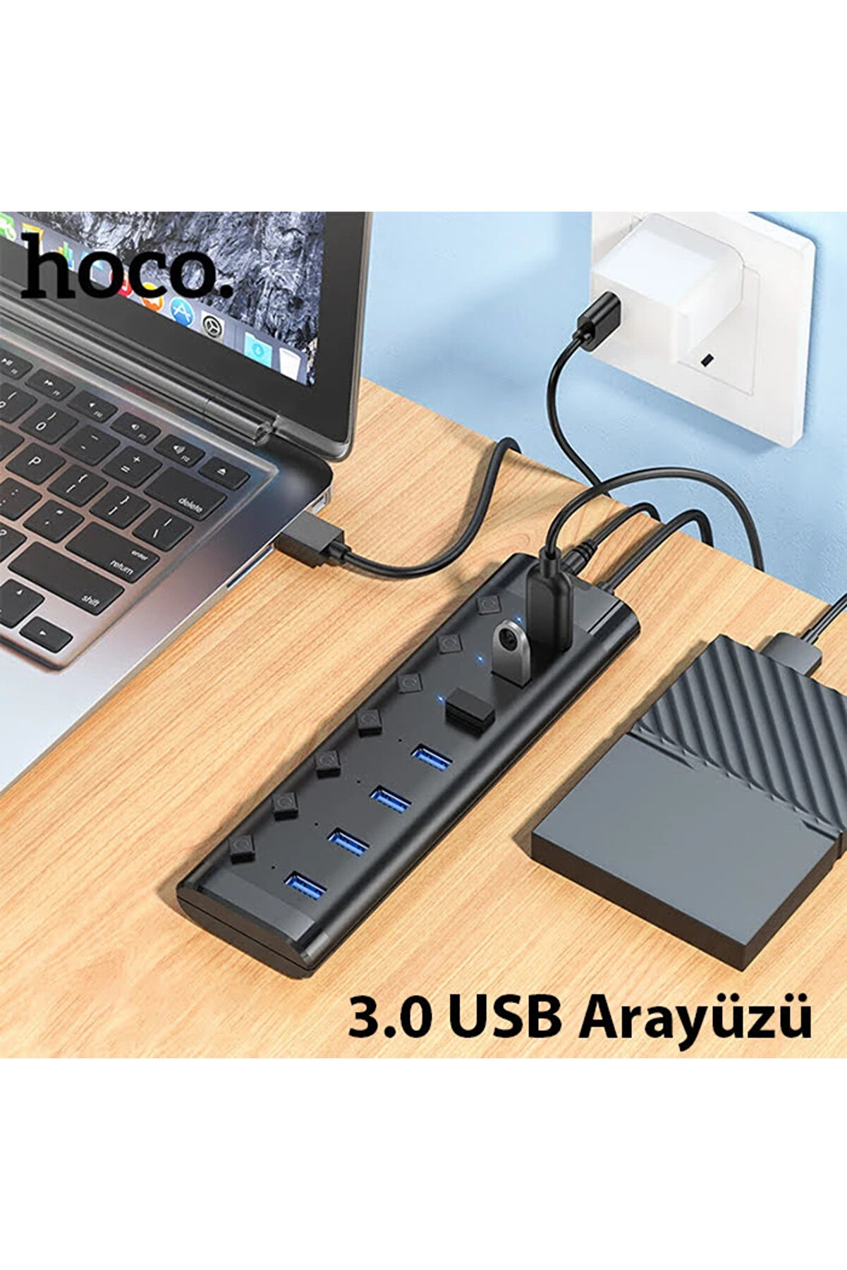 Hoco Hb40 7Xusb 2.0 Anahtarlı Usb Hızlı Şarj Ve Veri̇ Okuyucu-(1903) - Dropx3343-4764