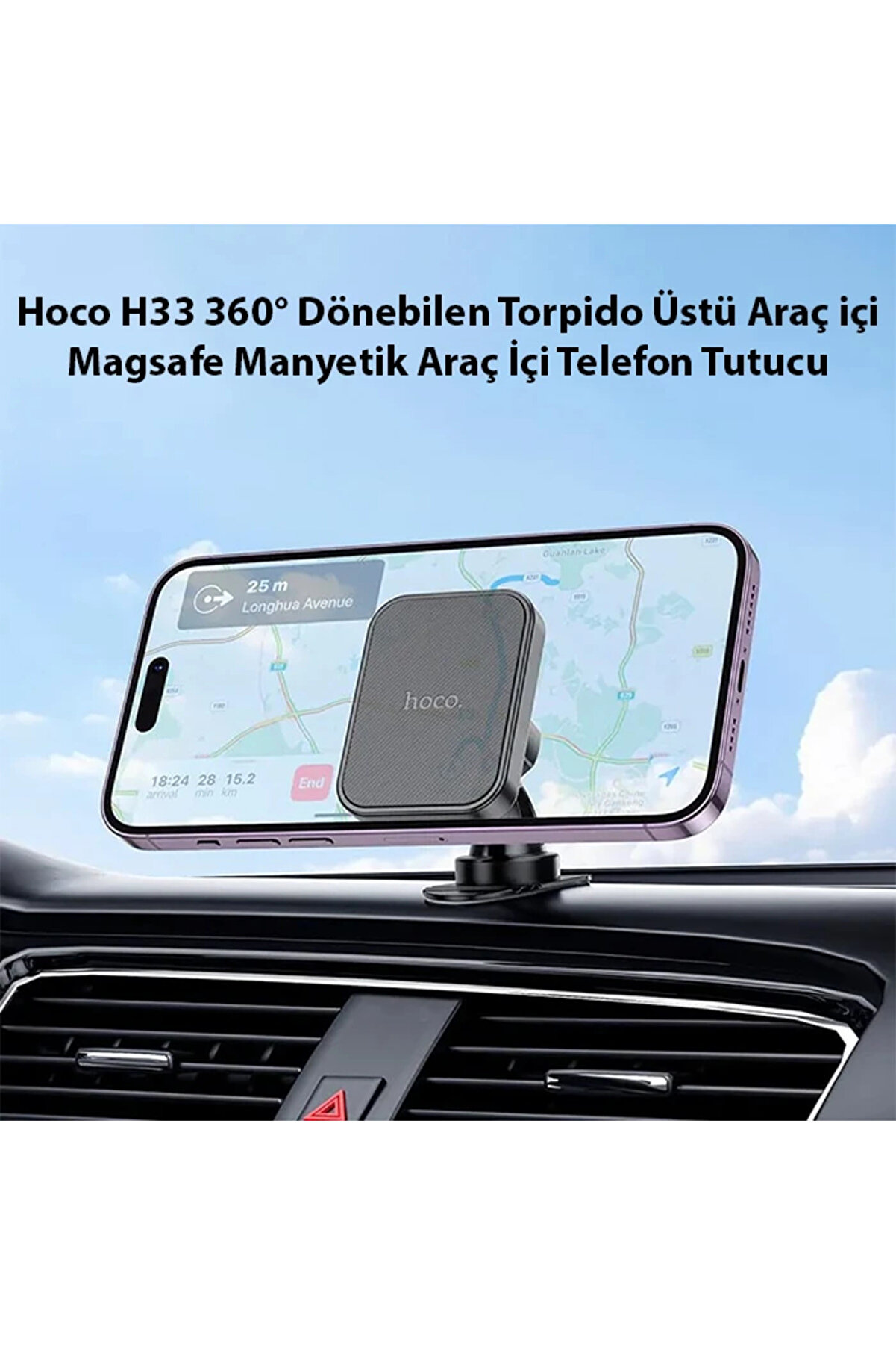 Hoco H33 360° Dönebi̇len Torpi̇do Üstü Araç İçi̇ Magsafe Manyeti̇k Araç İçi̇ - Dropx1827-3777