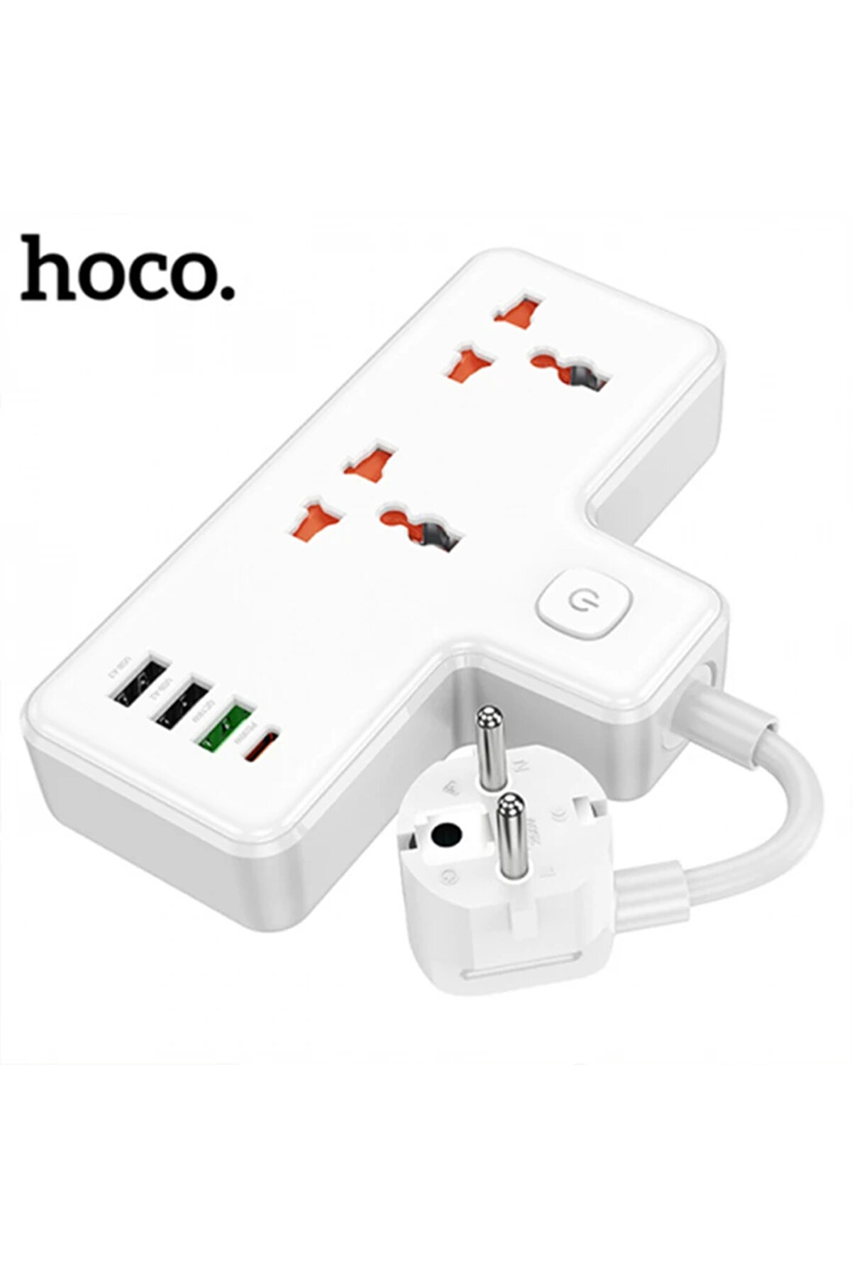Hoco Ac12A 2500W 2 Pri̇z + 3 Usb + 30W Type-C Multi̇fonksi̇yonel Pri̇z Çoğaltıcı Şa - Gms5820-1130