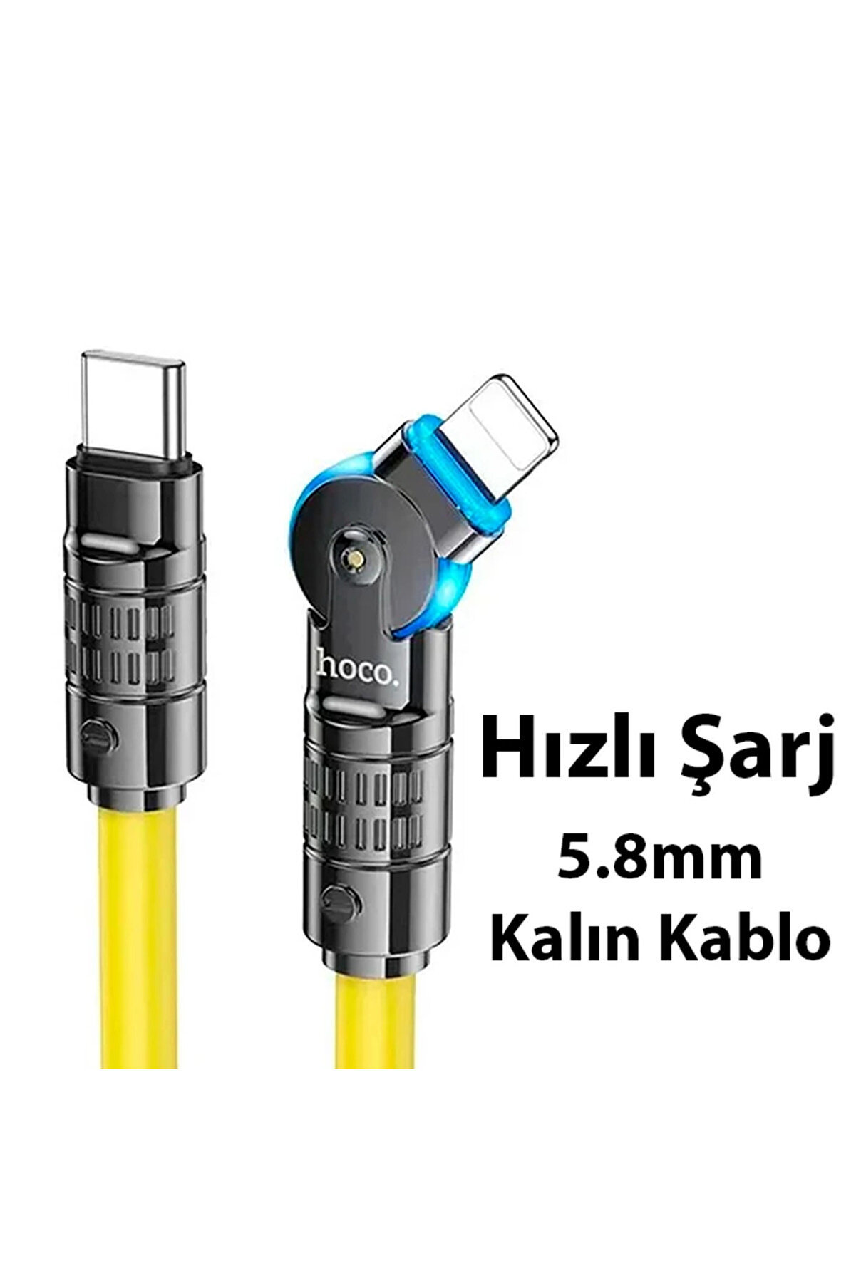 Hoco U118 Döner Başlıklı Pd To İphone Li̇ghtni̇ng Hızlı Şarj Ve Veri̇ Kablosu-(5 - Gms8275-8803