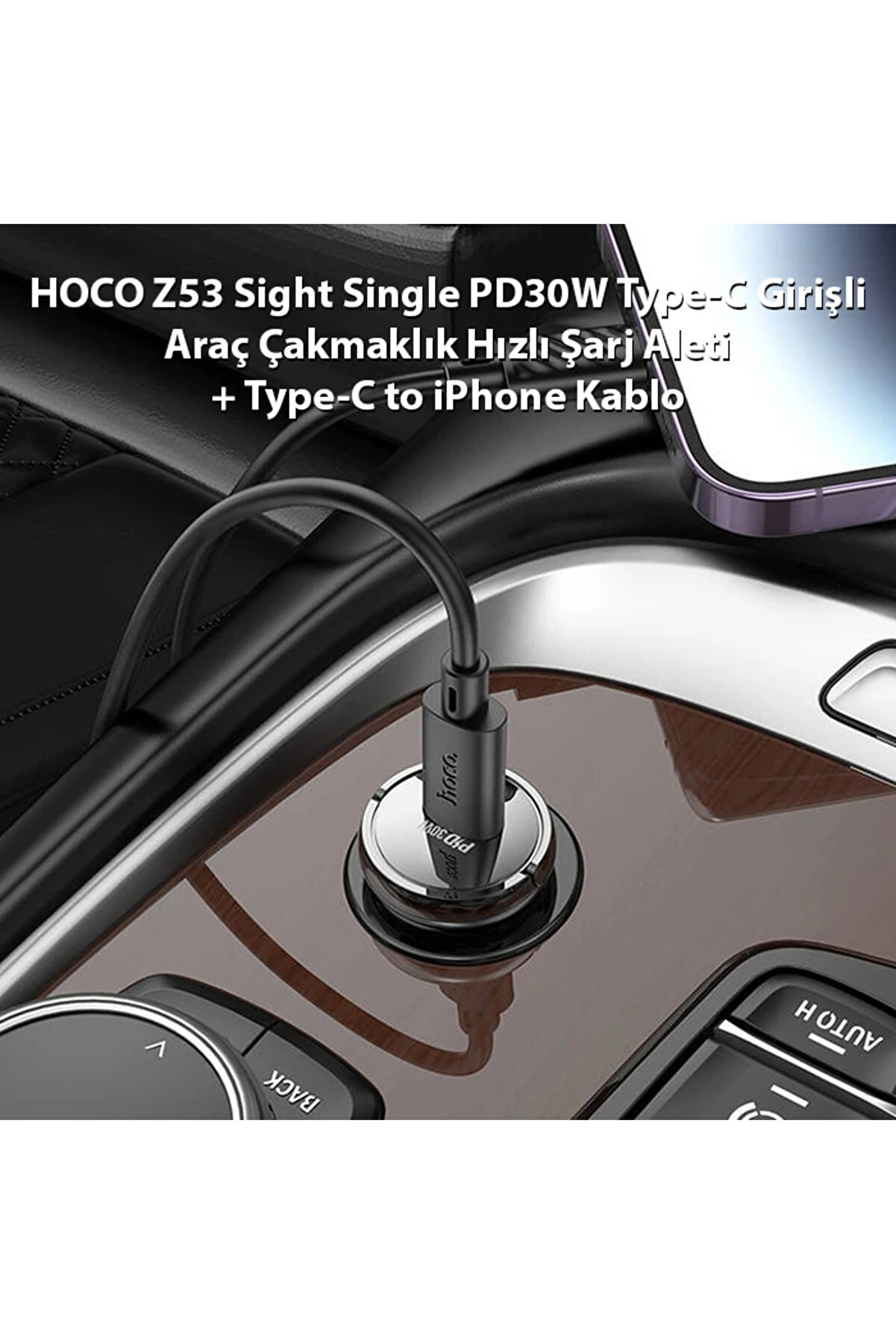 Hoco Z53 Si̇ght Si̇ngle Pd30W Type-C Gi̇ri̇şli̇ Araç Çakmaklık Hızlı Şarj Aleti̇ + - Gms8755-7220