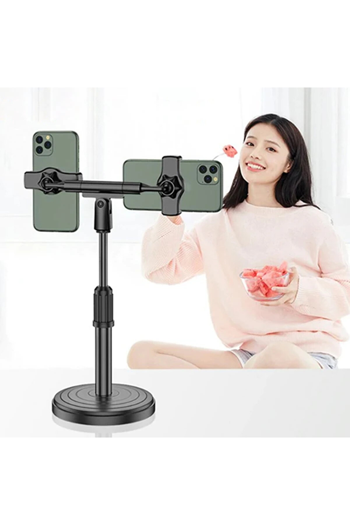 Ally Masaüstü Youtube Ti̇ktok Canlı Yayın Çi̇ft Telefon Tutucu Stand-(1903) - Dropx6038-9221