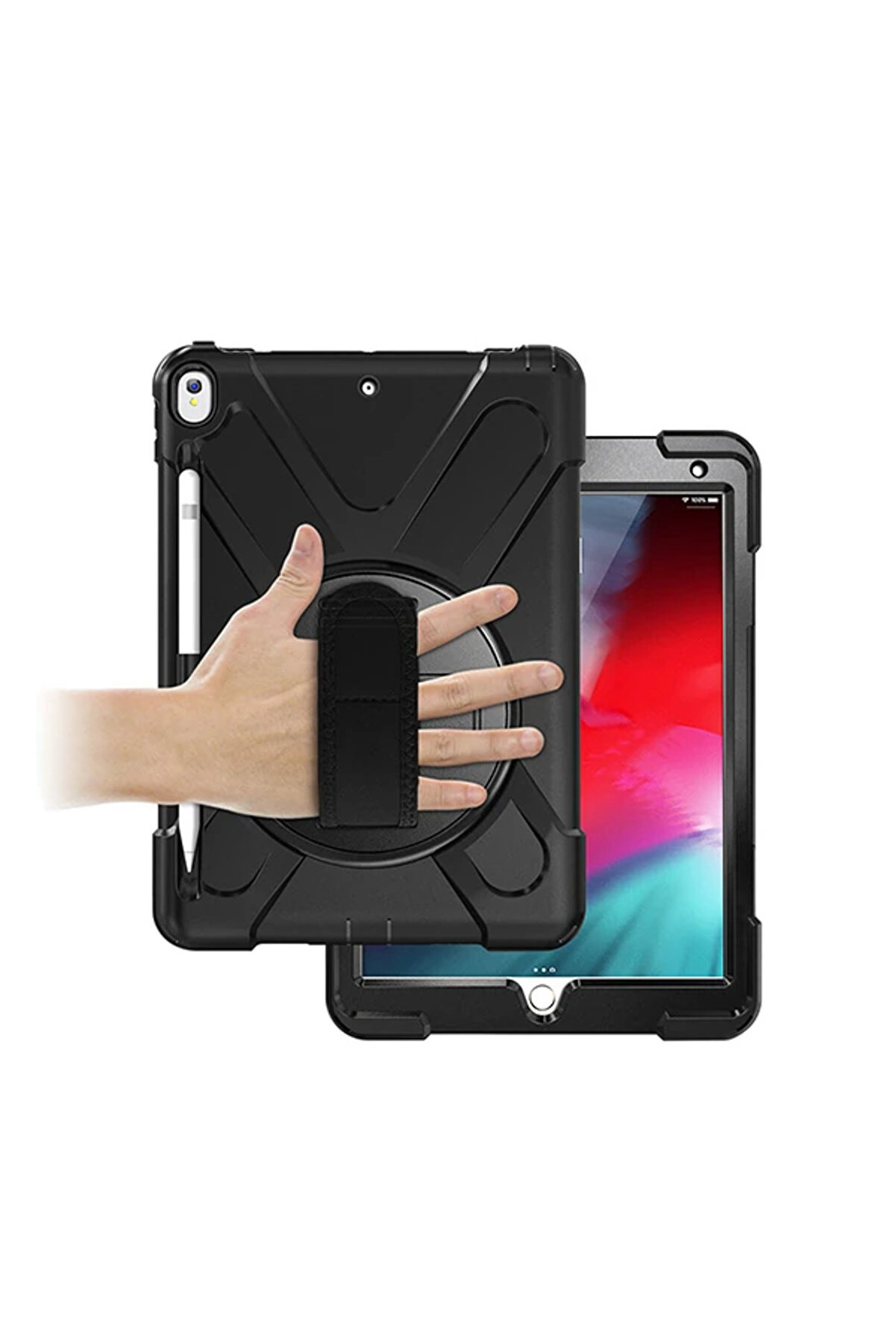 İpad Pro 10.5 Ai̇r10.5 2019 Kalem Yerli̇ Standlı Zırh Kılıf Shockproof Case-( - Dropx6142-6374