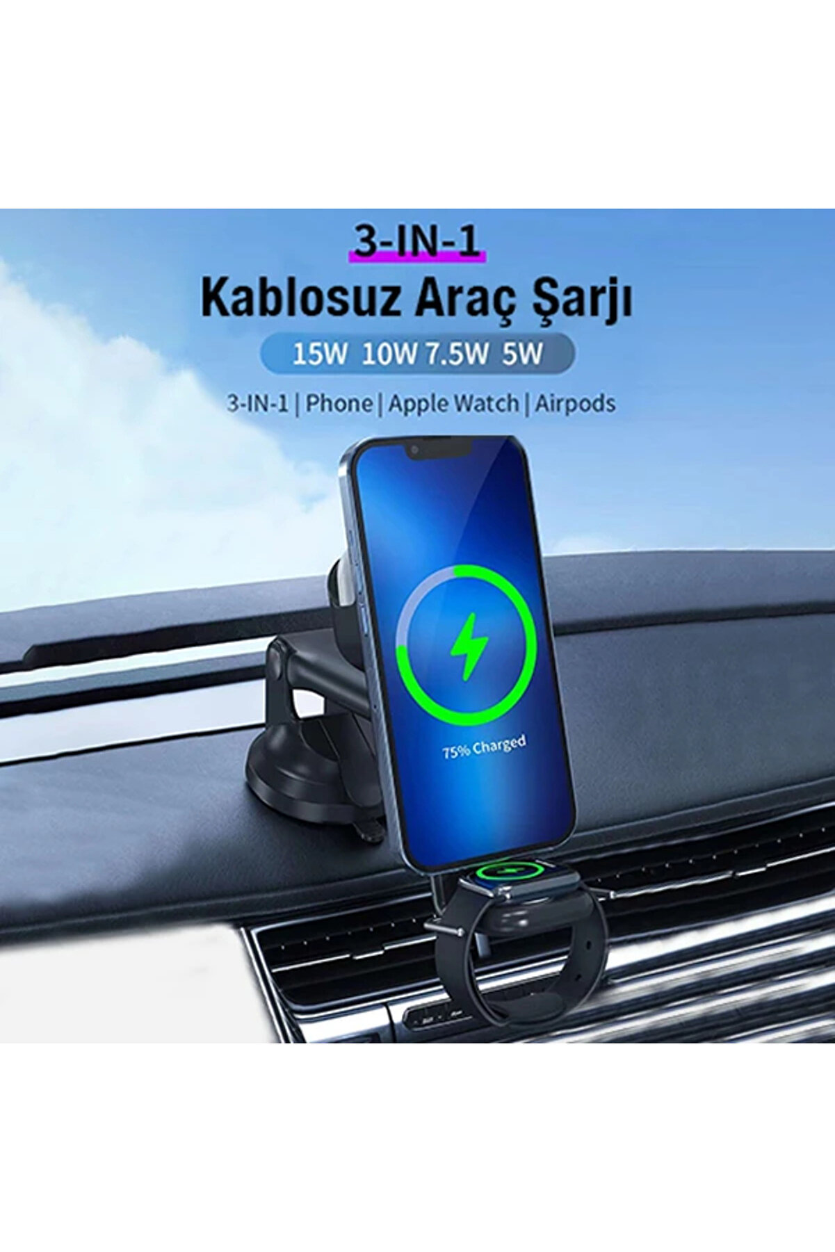 Ally Wi̇reless Şarjlı 3İn1 Torpi̇do Üstü Ve Havalandırma Telefon Kulaklık Sa - Dropx1319-6108