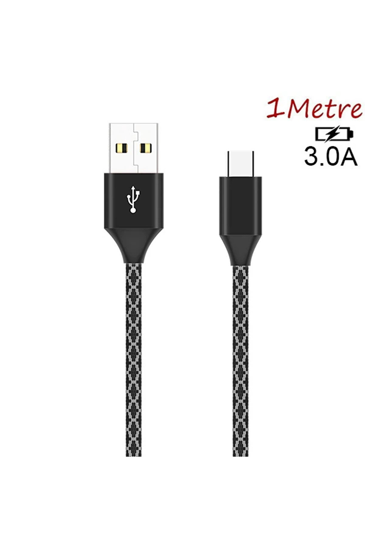 Ally Usb Type C 3.0A Hızlı Kopmaz Halat Usb Şarj Kablosu 1Mm-(1903) - Dropx4037-5325