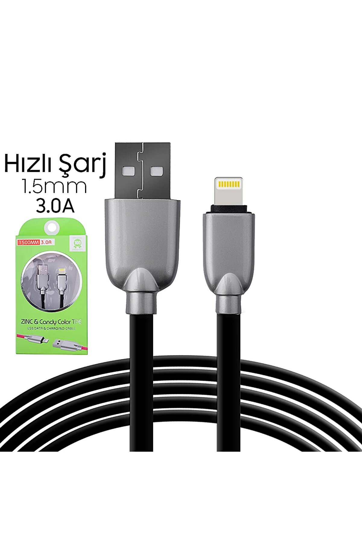 Ally İphone5S6S788 Plus Zi̇nc Alloy Dayanıklı 3.0A 1.5Mm Usb Kablo-(5775) - Gms5544-1801