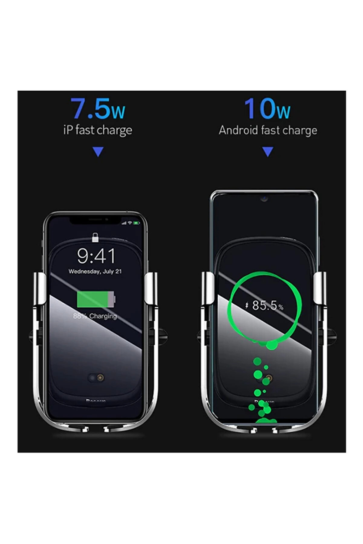 Rock-Soli̇d Tam Otomati̇k 10W Wi̇reless Kablosuz Araç Şarj Tutucu-(1903) - Dropx8761-4277