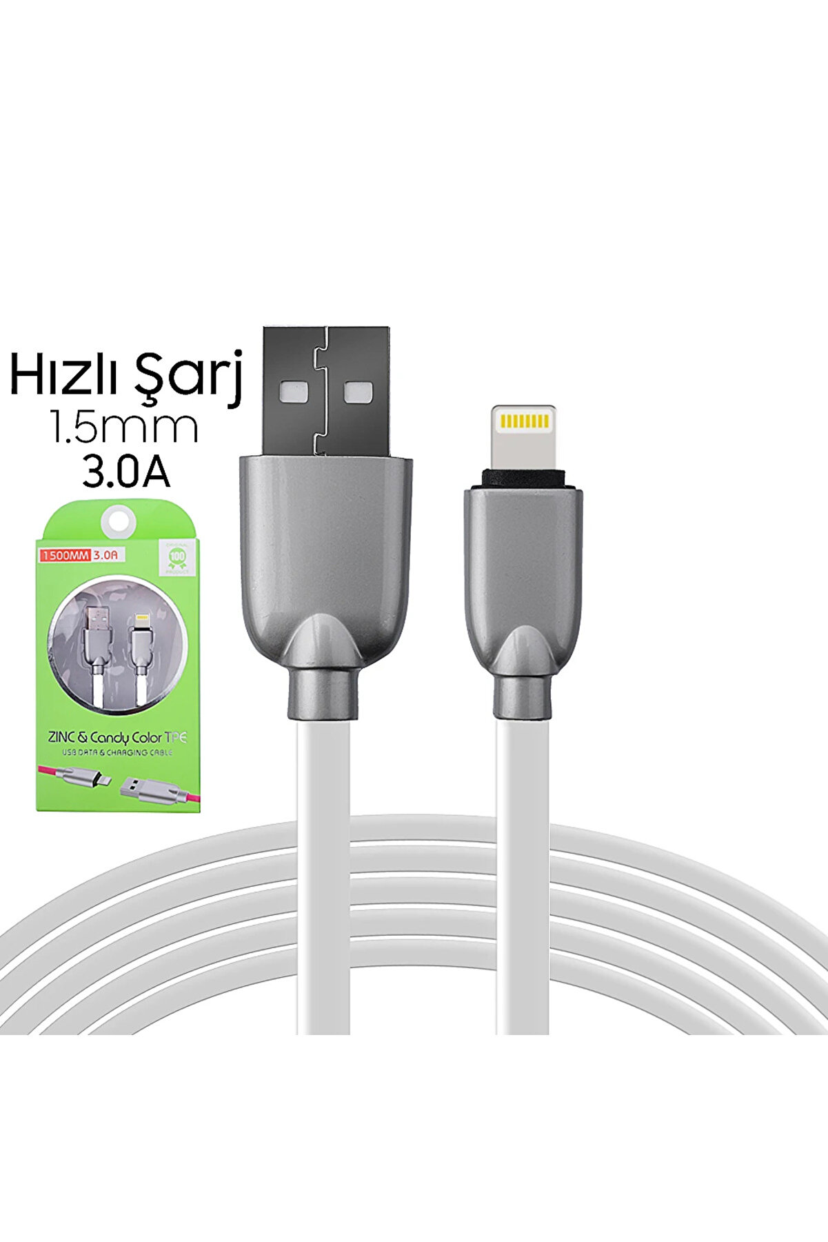 Ally İphone5S6S788 Plus Zi̇nc Alloy Dayanıklı 3.0A 1.5Mm Usb Kablo-(5775) - Gms5544-1801