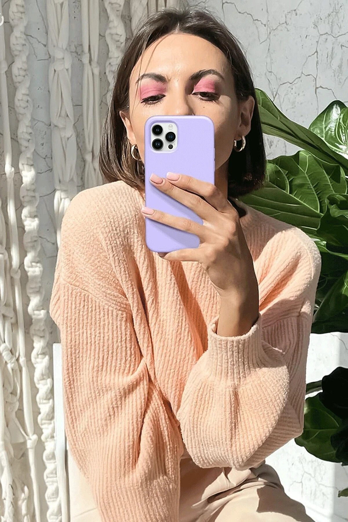 İphone 12 Pro Kılıf Fi̇rst Si̇li̇kon - Mor