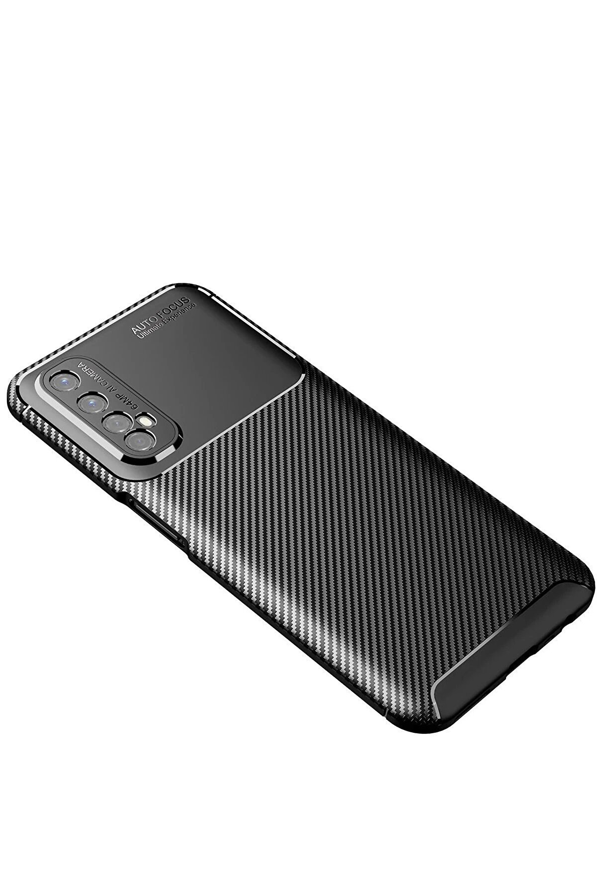 Realme 7 Kılıf Auto Focus Karbon Kapak - Si̇yah