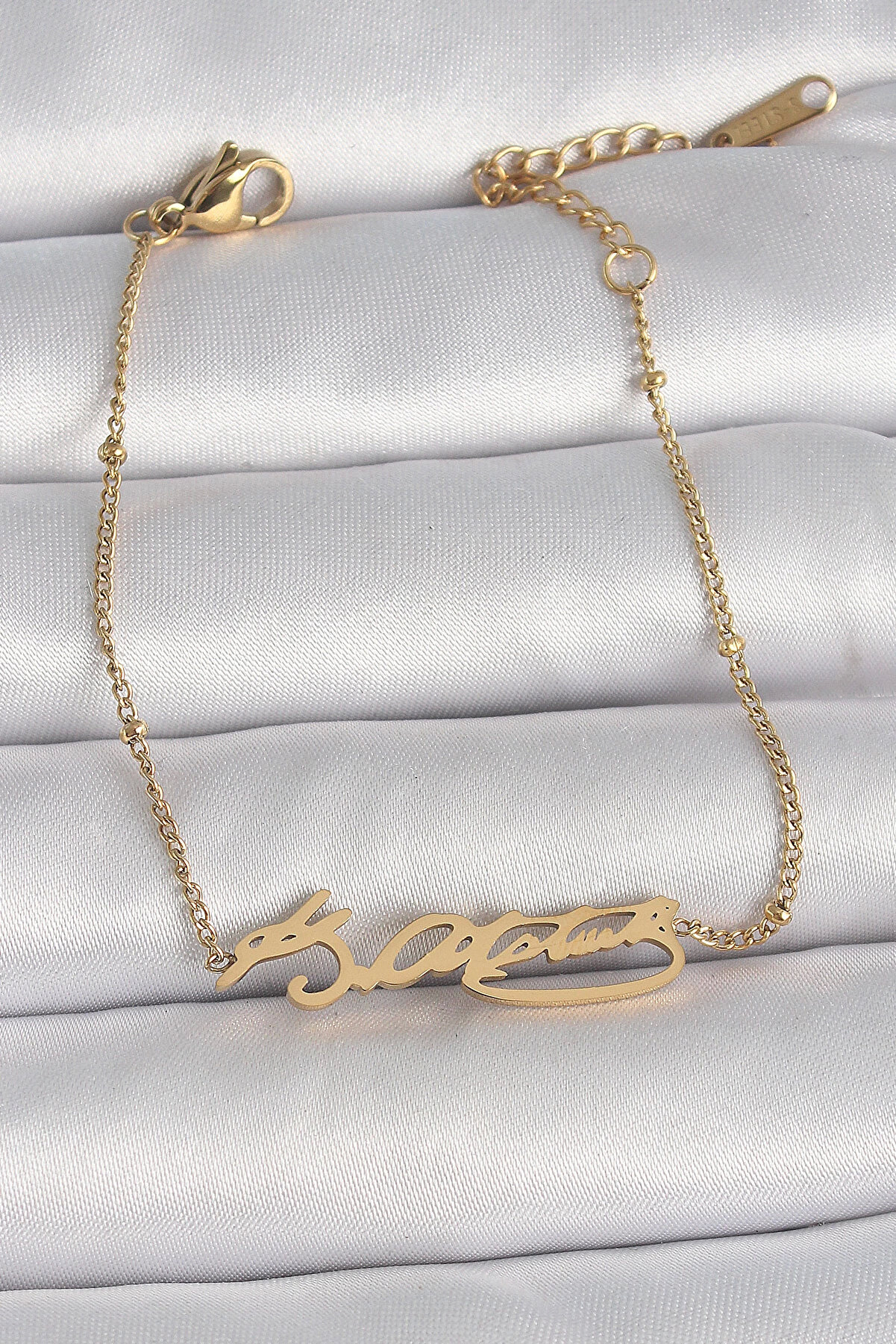 Teti̇kteknoloji̇ Bfs 316L &Ccedil;eli̇k Gold Renk Atat&uuml;rk İmza Model Kadın Bi̇lekli̇k